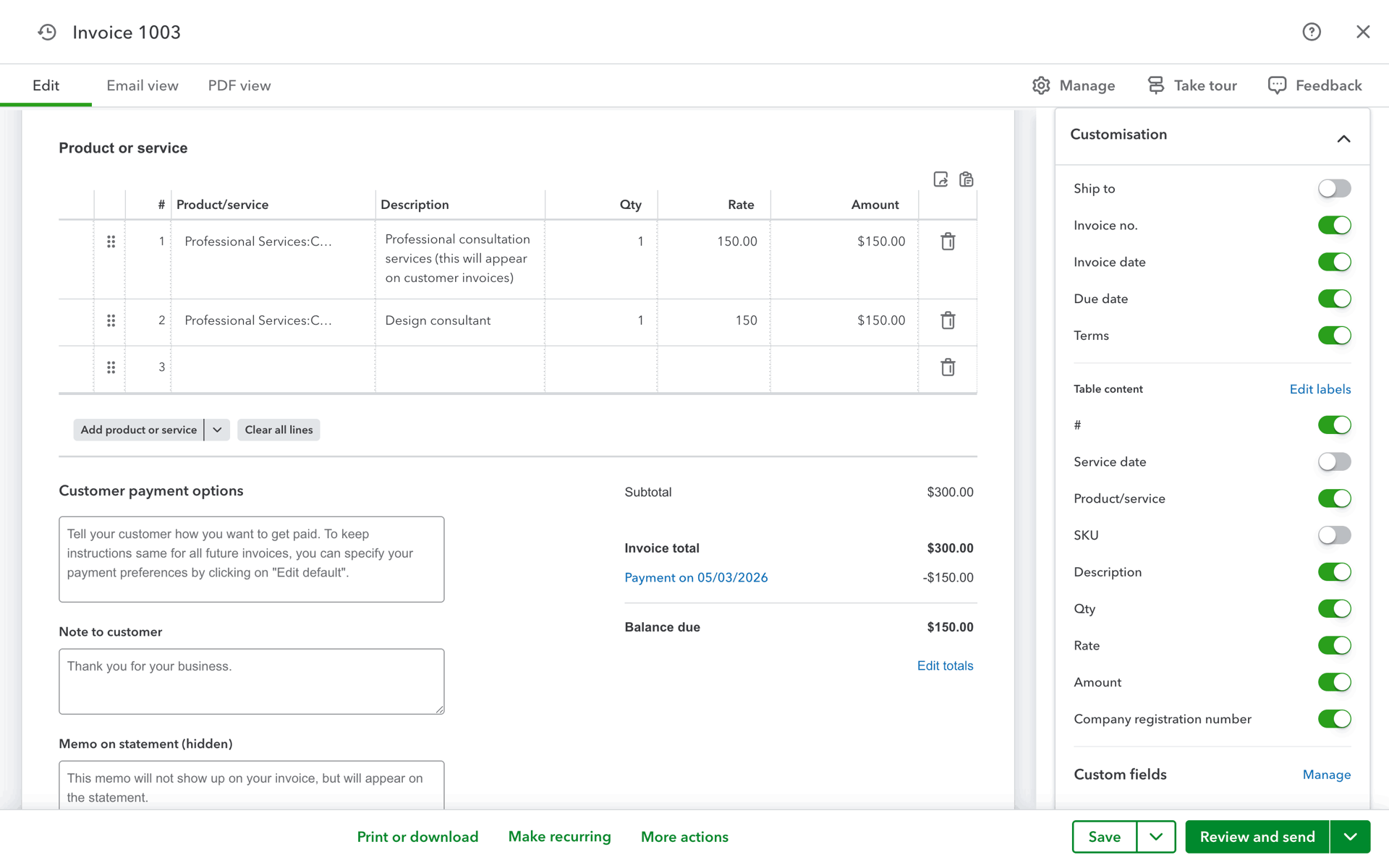 QuickBooks Web UI screenshot 18