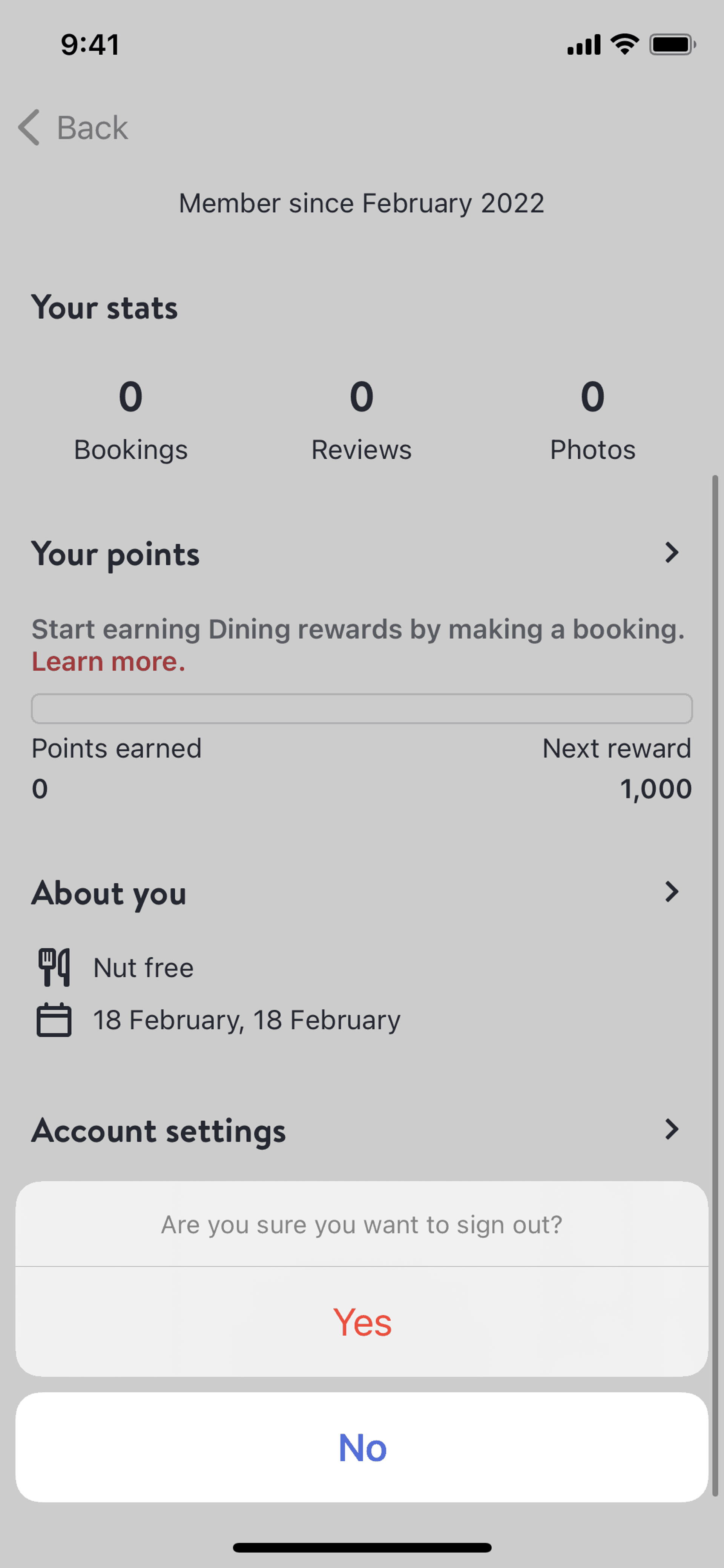OpenTable iOS UI screenshot 23