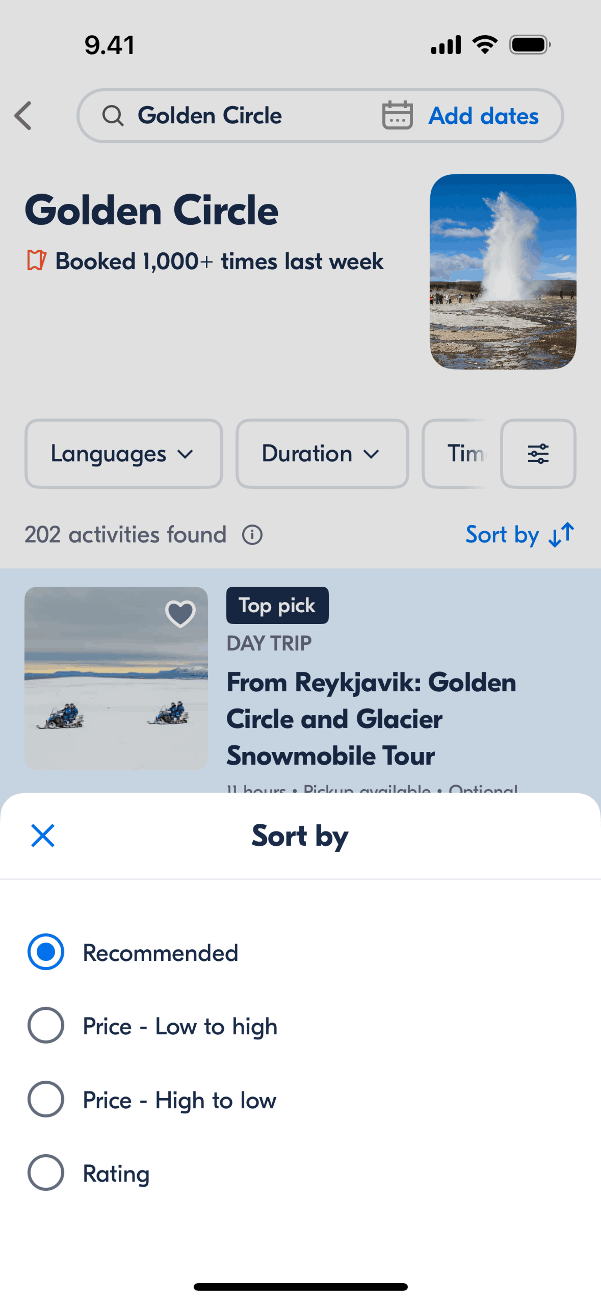 GetYourGuide iOS UI screenshot 14