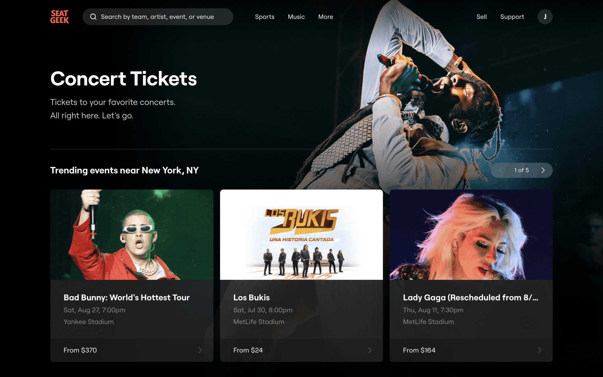 SeatGeek Web UI screenshot 15
