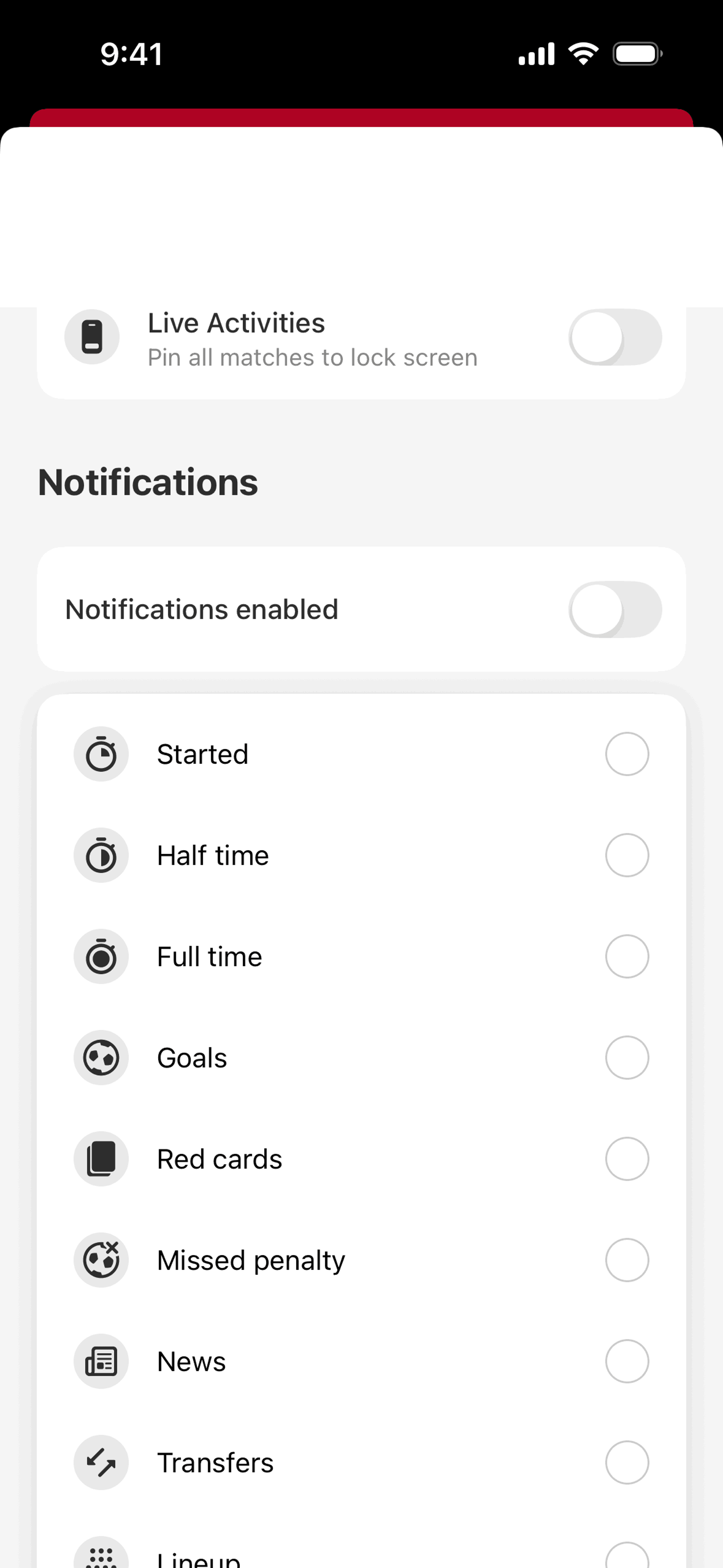 FotMob iOS UI screenshot 11