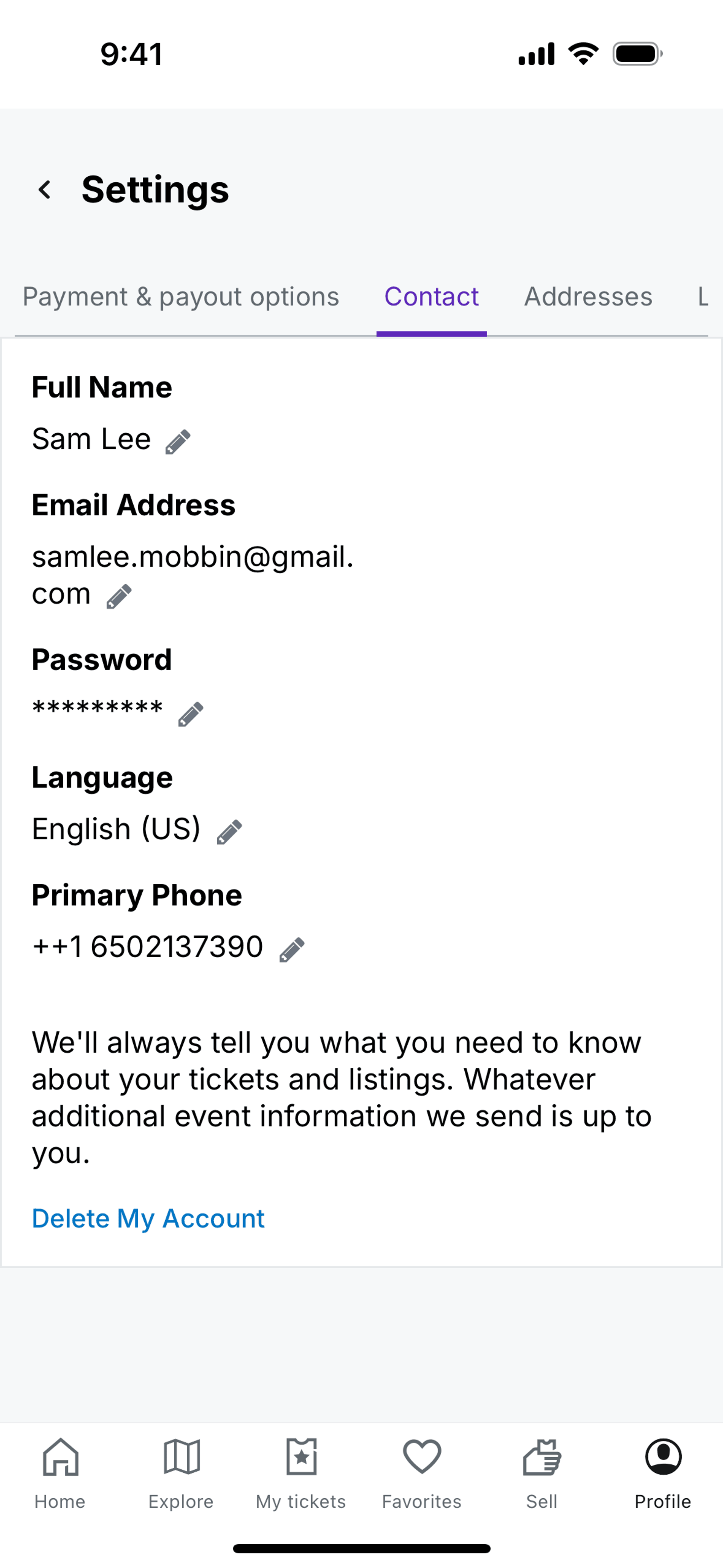 StubHub iOS UI screenshot 22