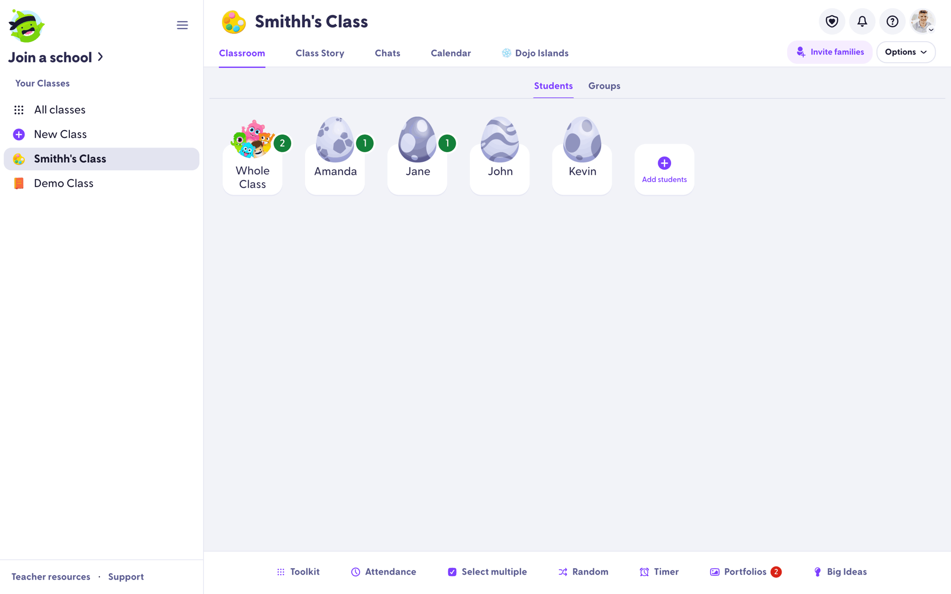 ClassDojo Web UI screenshot 6