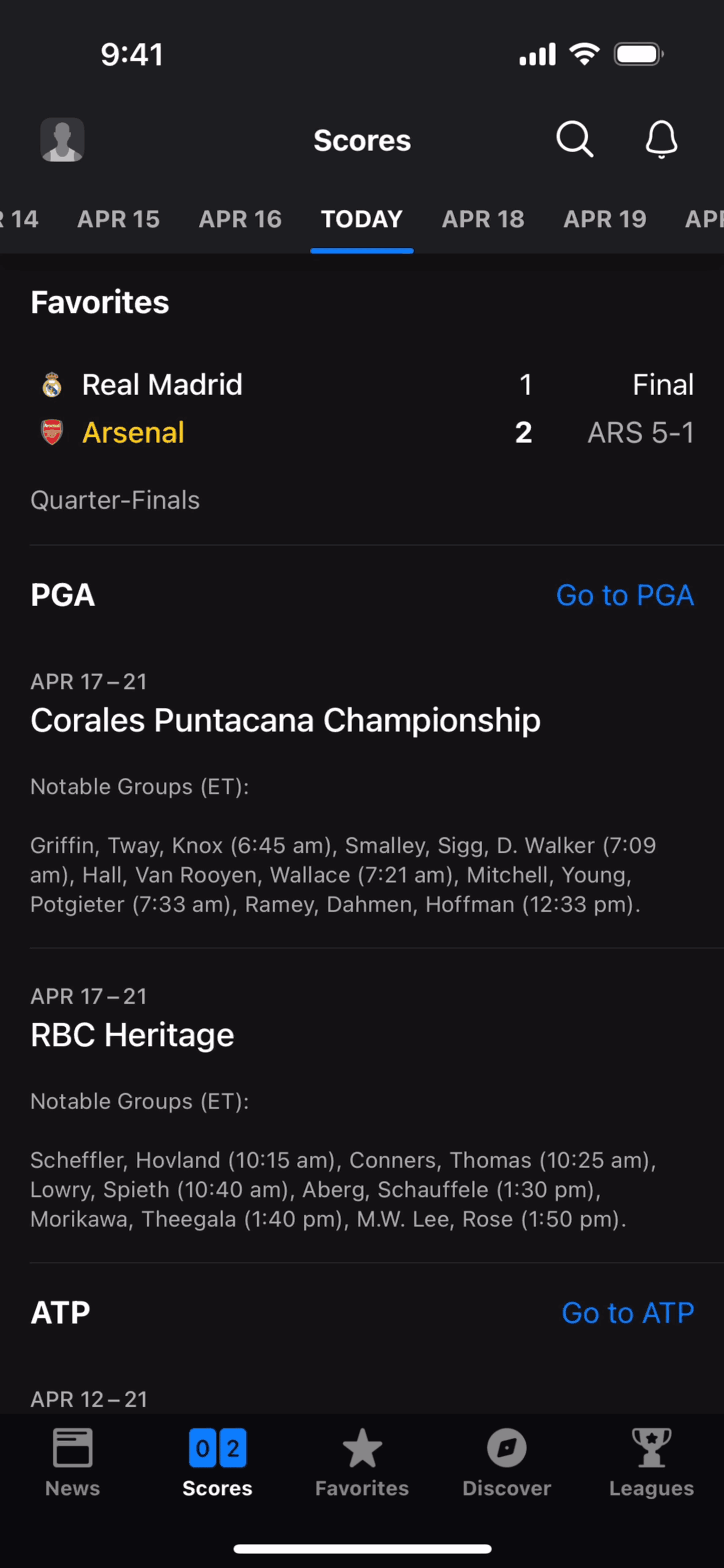 theScore iOS UI screenshot 19