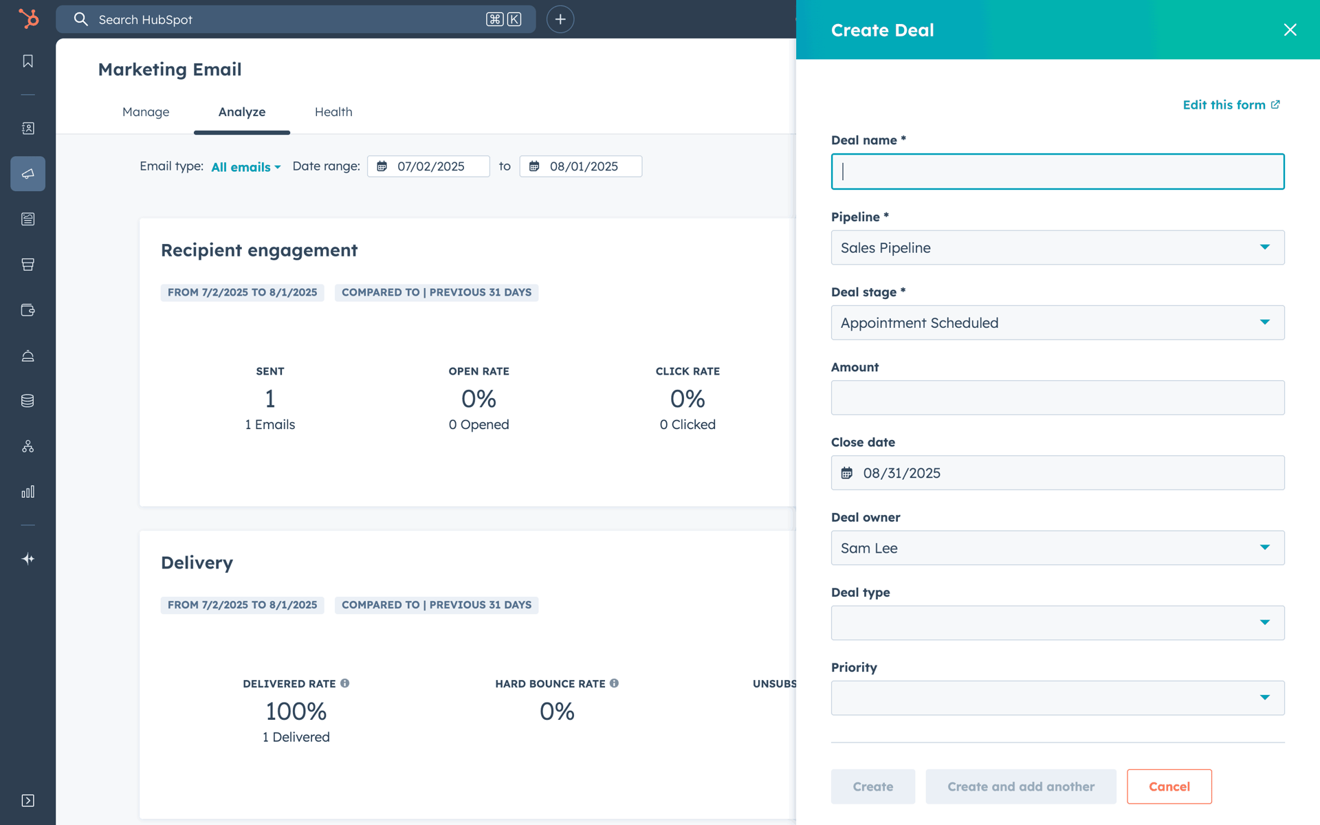HubSpot Web UI screenshot 15