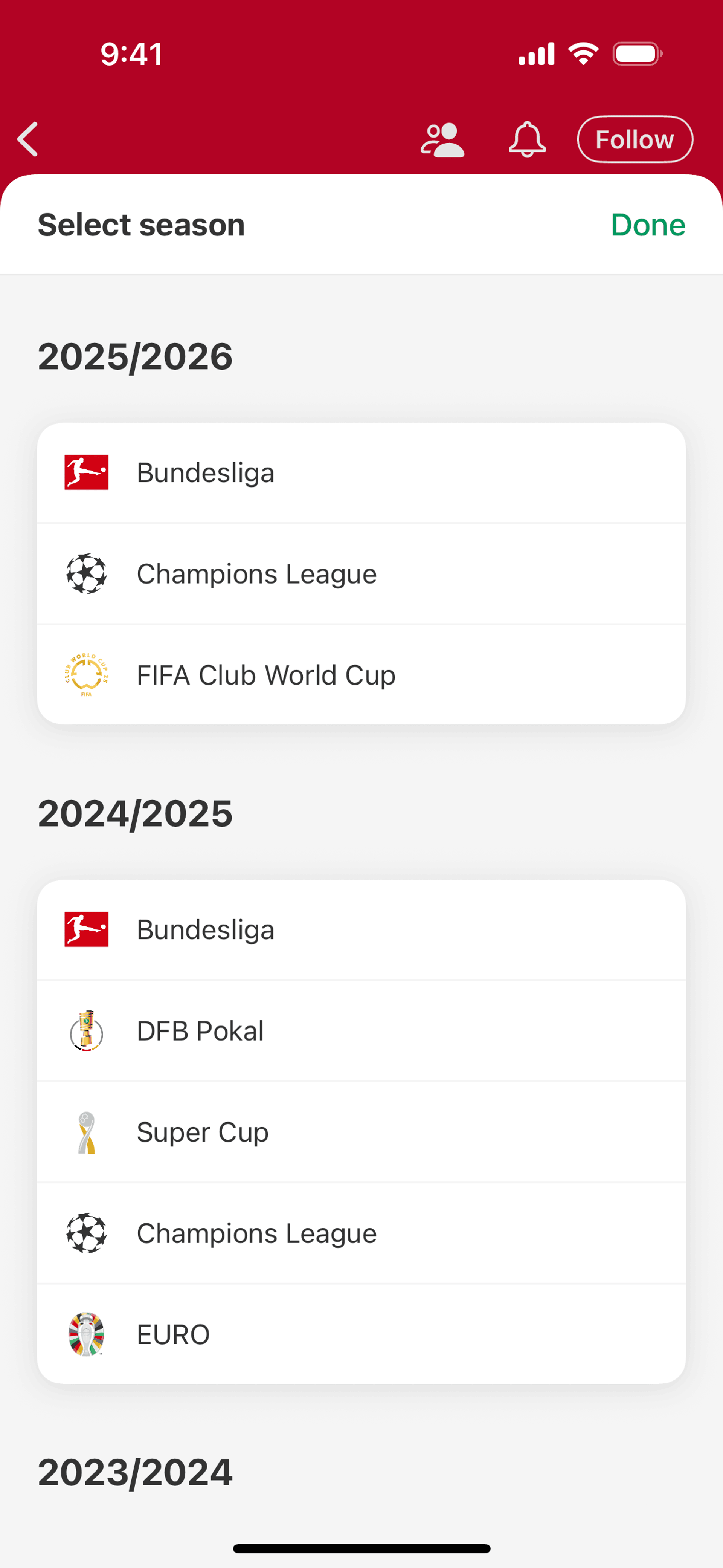 FotMob iOS UI screenshot 14
