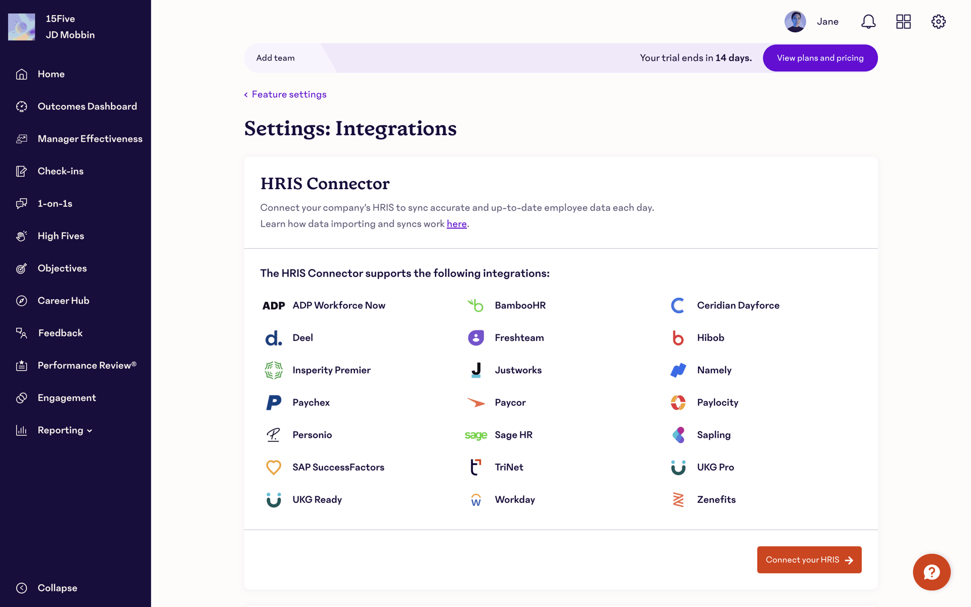 15Five Web UI screenshot 24