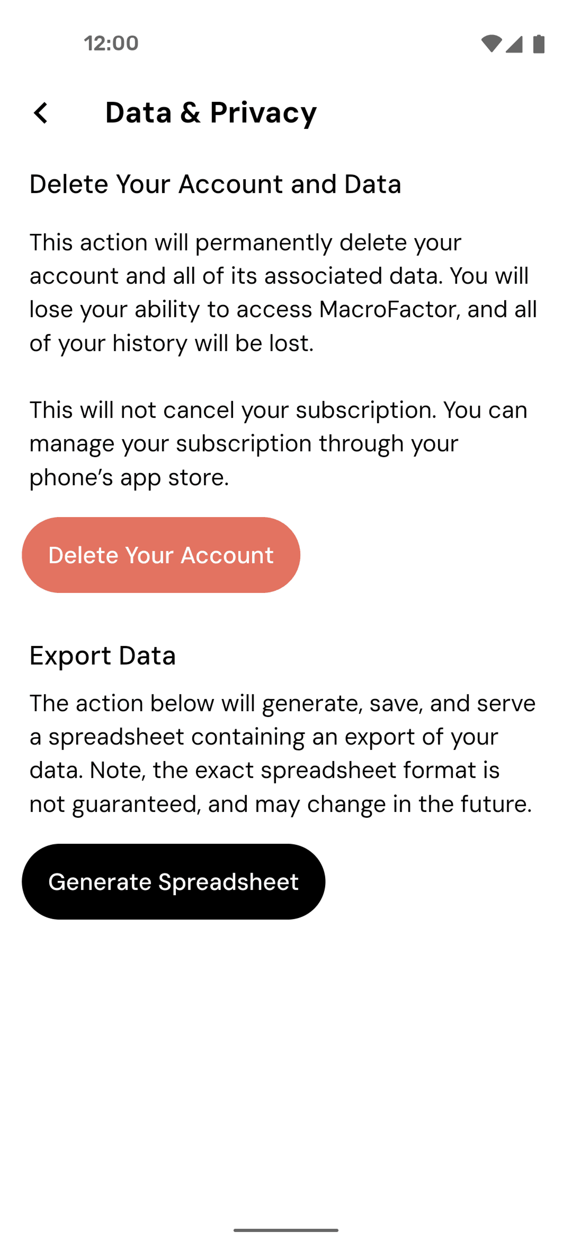 MacroFactor Android UI screenshot 4