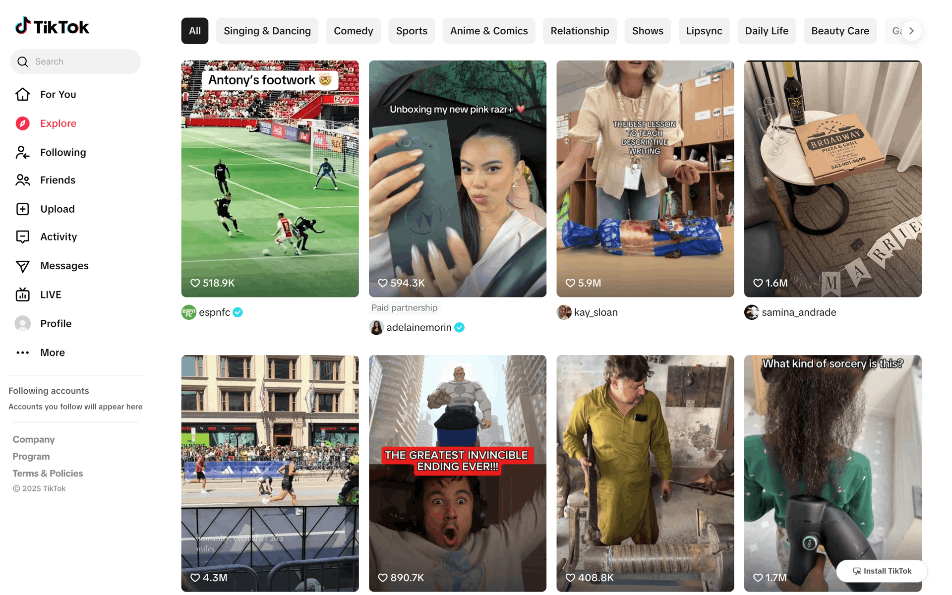 TikTok Web UI screenshot 19