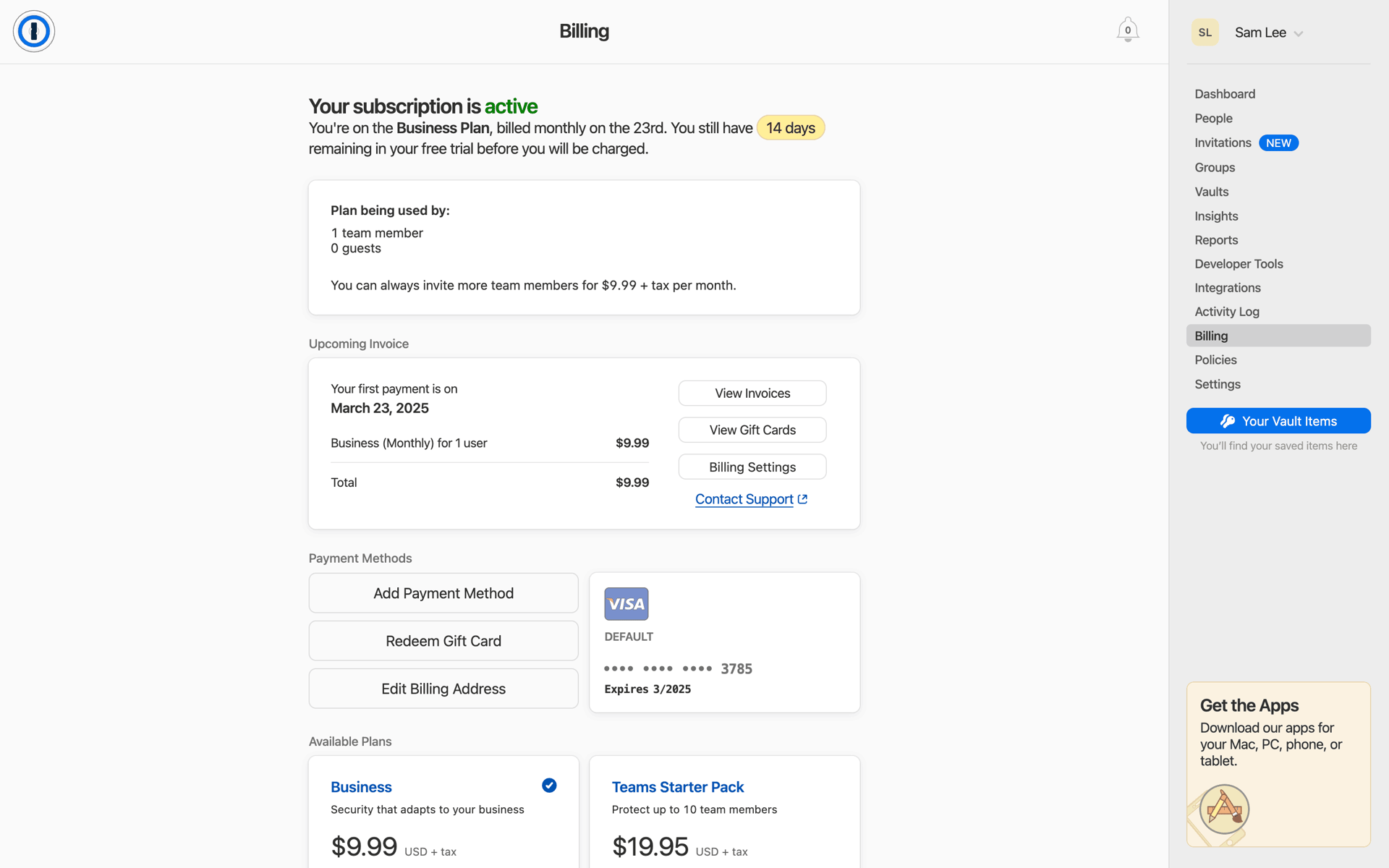 1Password Web UI screenshot 9