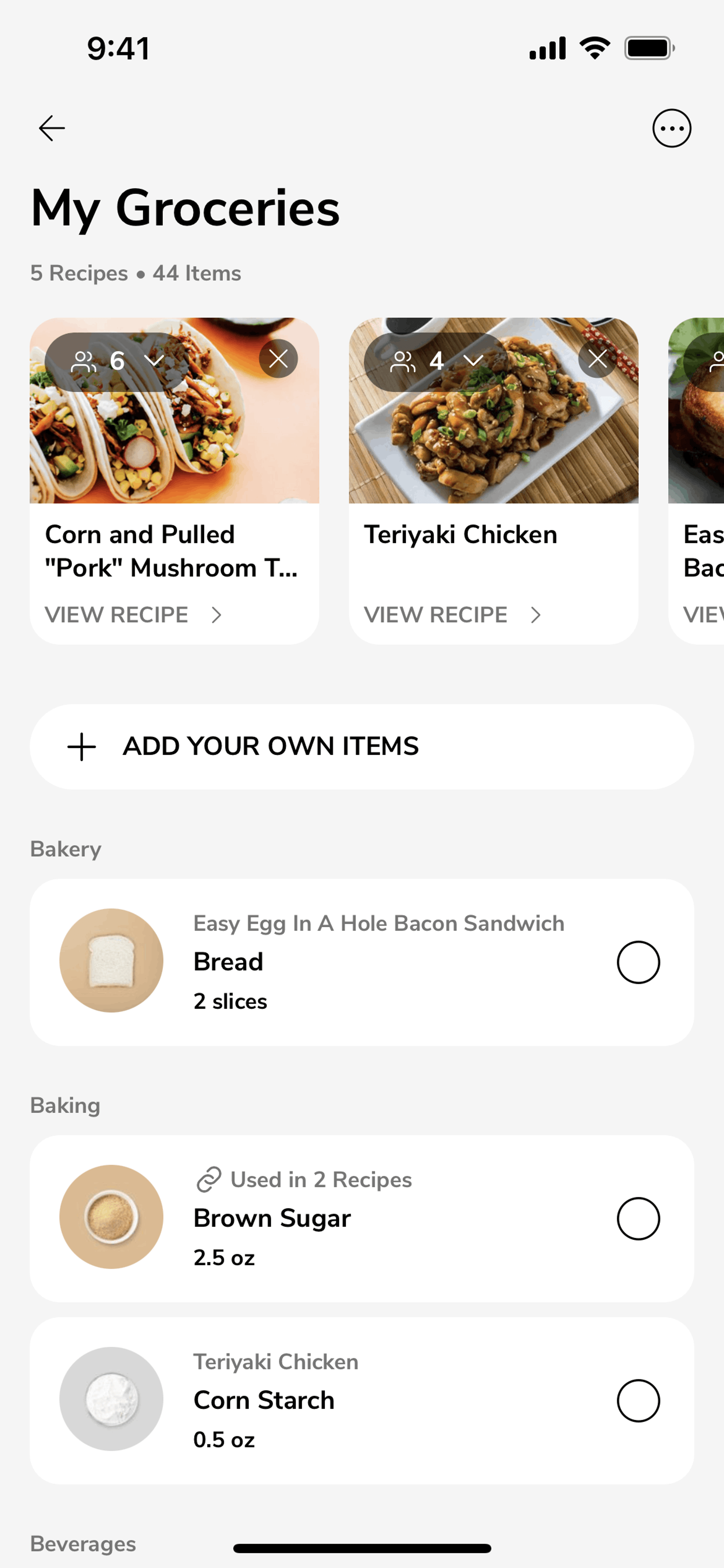 SideChef iOS UI screenshot 13