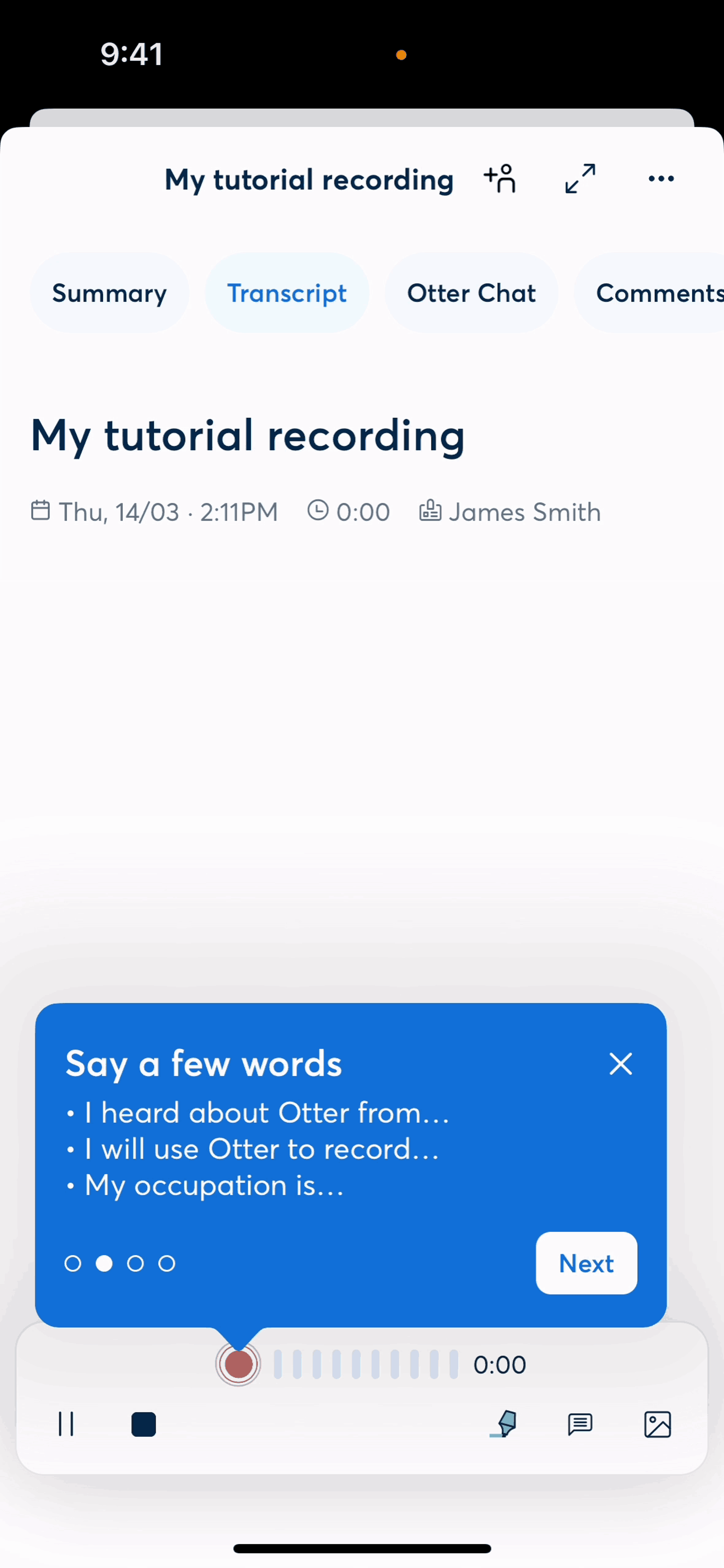 Otter.ai iOS UI screenshot 16