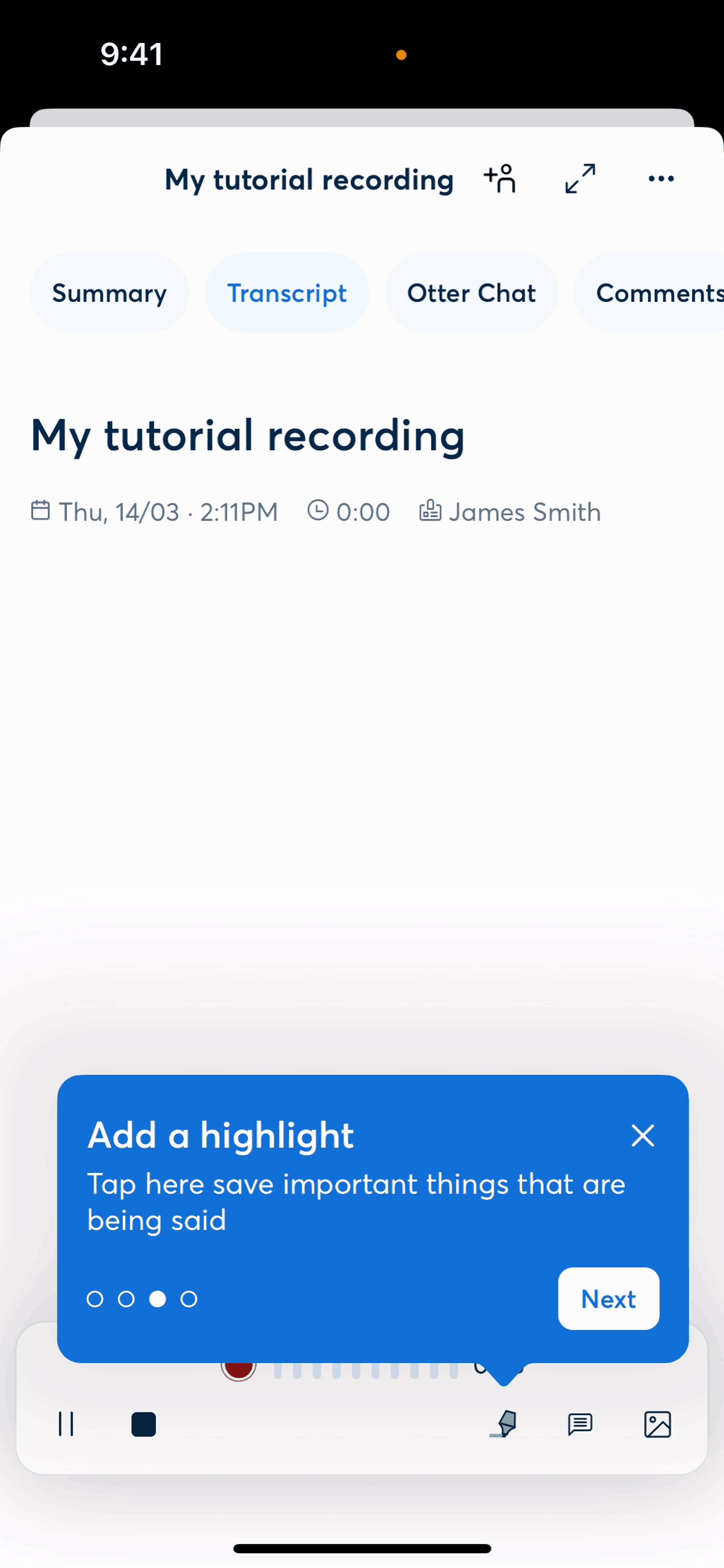 Otter.ai iOS UI screenshot 17