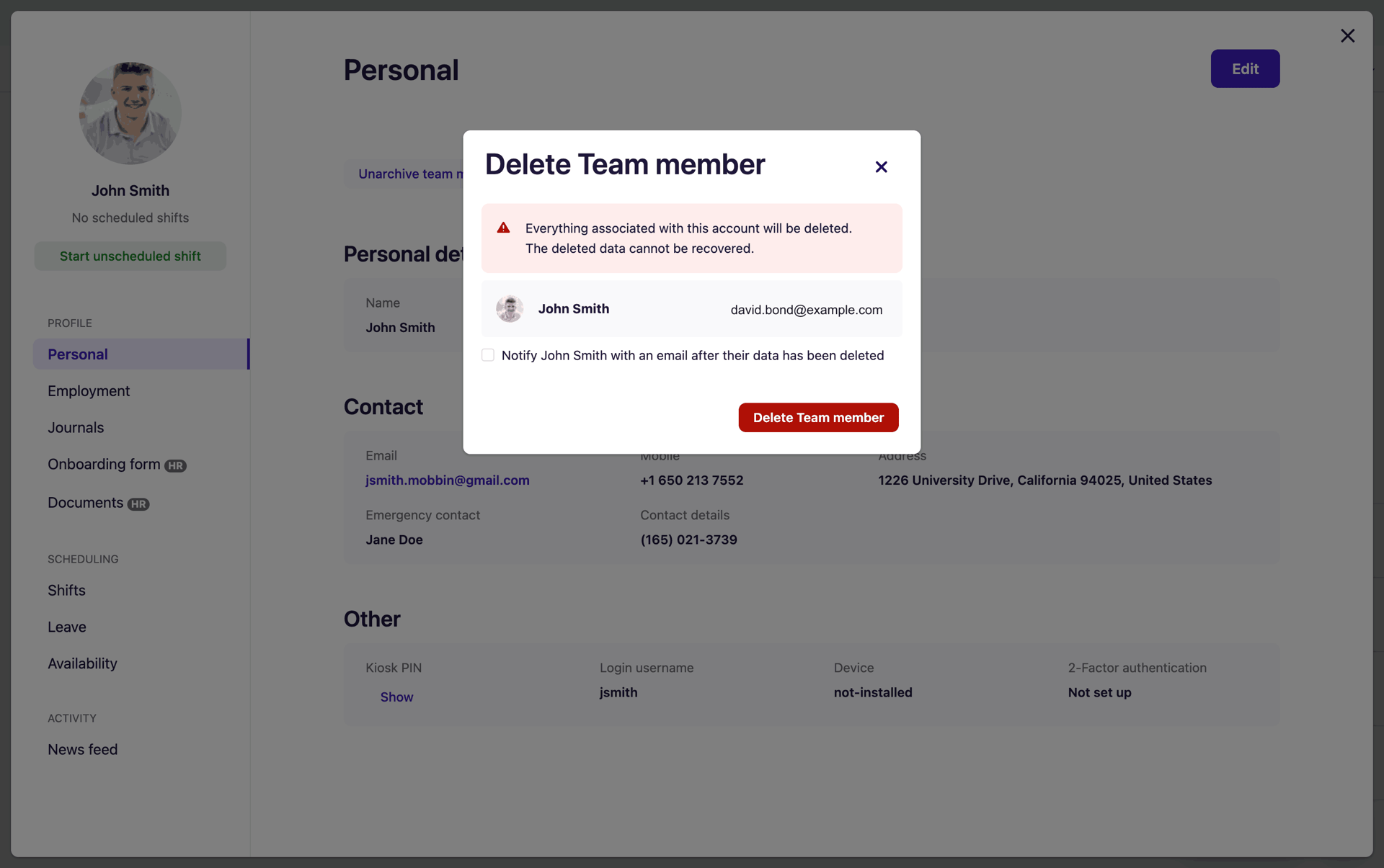Deputy Web workforce management interface screenshot 7