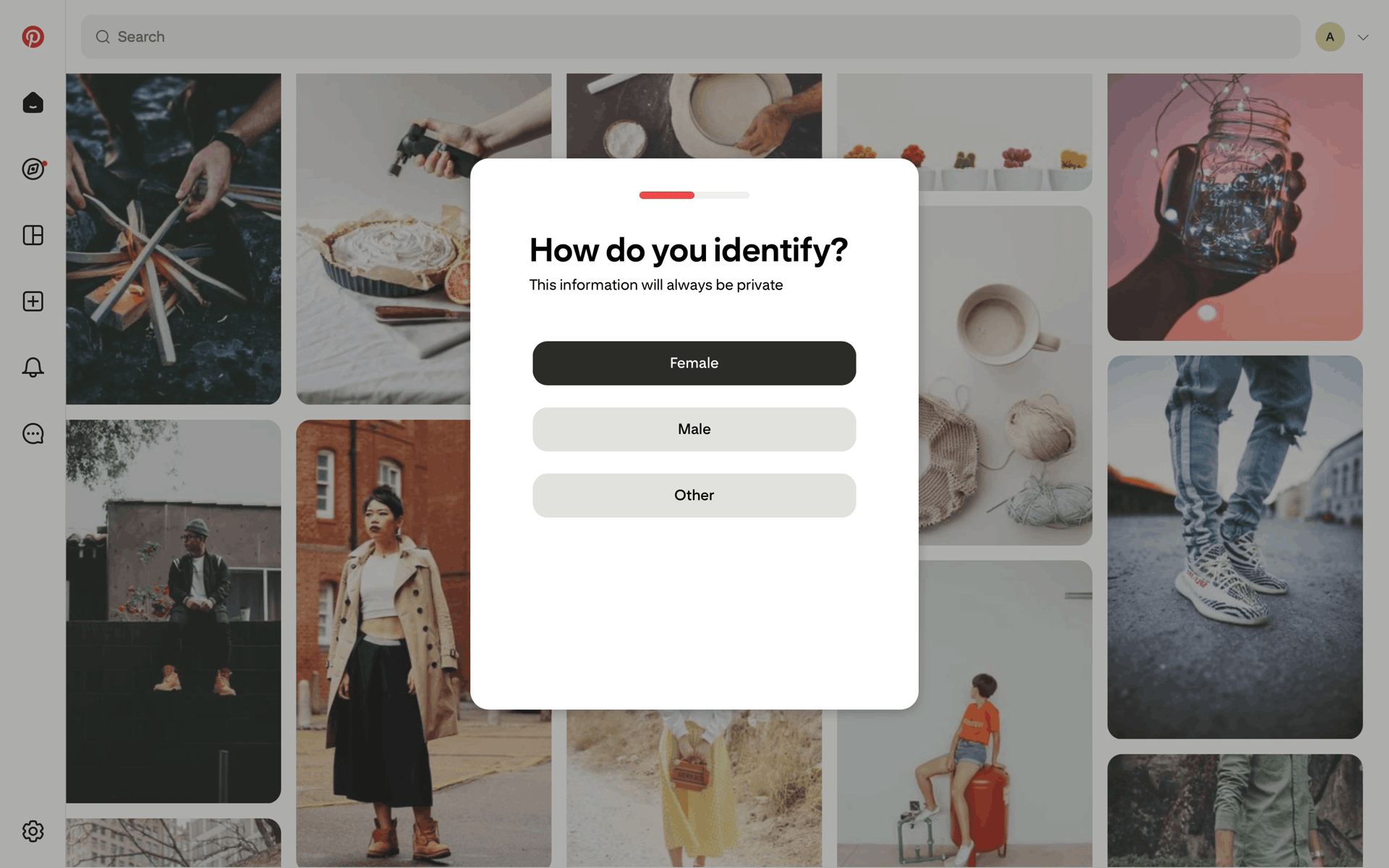 Completing account setup on Pinterest (web) screen 5