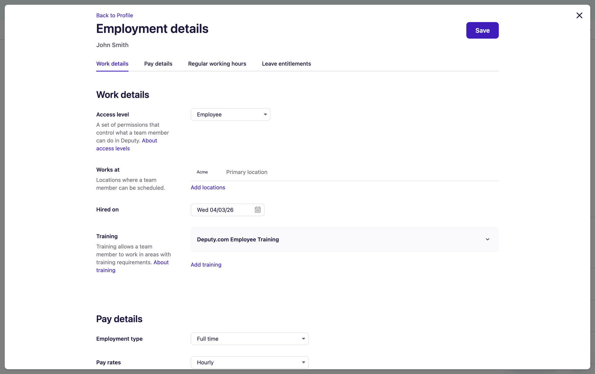 Deputy Web workforce management interface screenshot 8