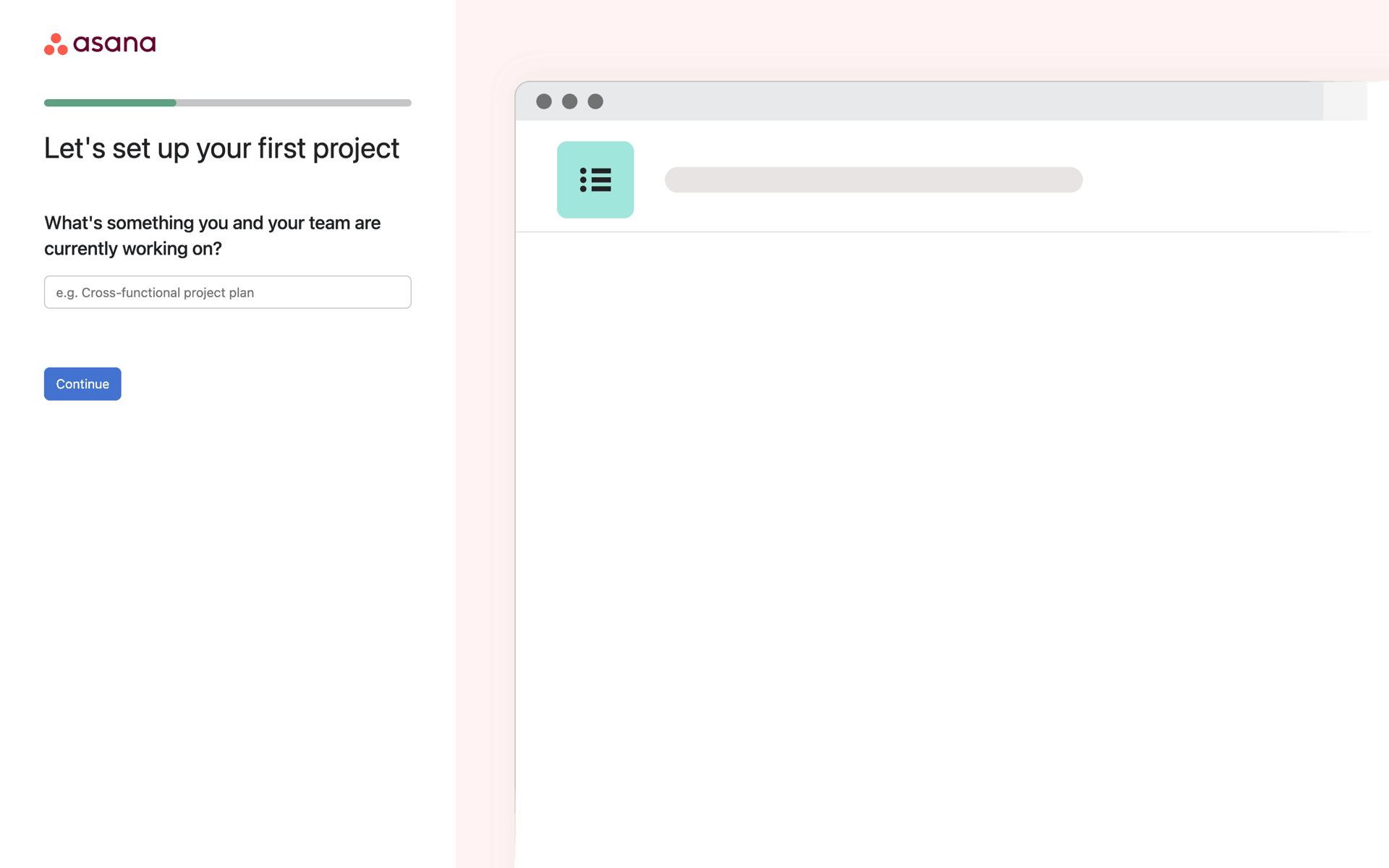 Completing onboarding on Asana (web) screen 11