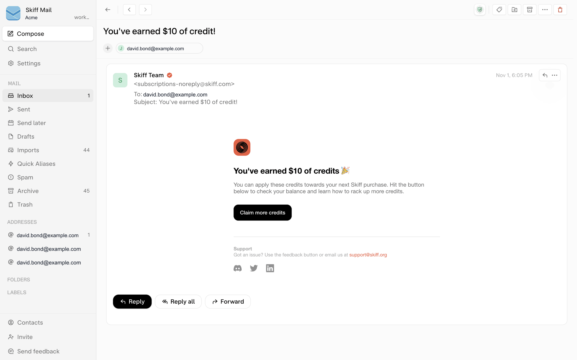 Skiff Web Business interface screenshot 24