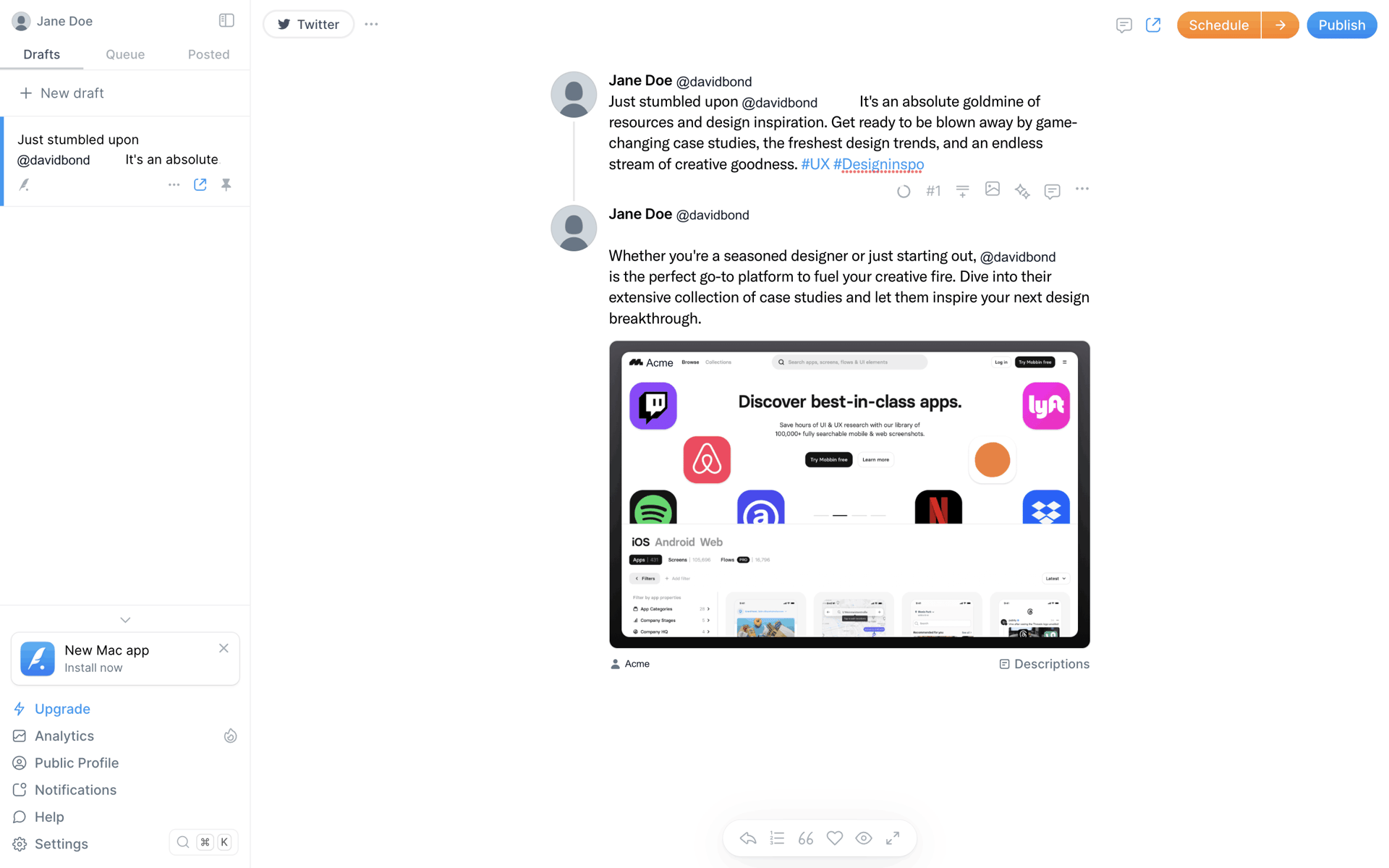 Typefully Web Social Networking interface screenshot 16