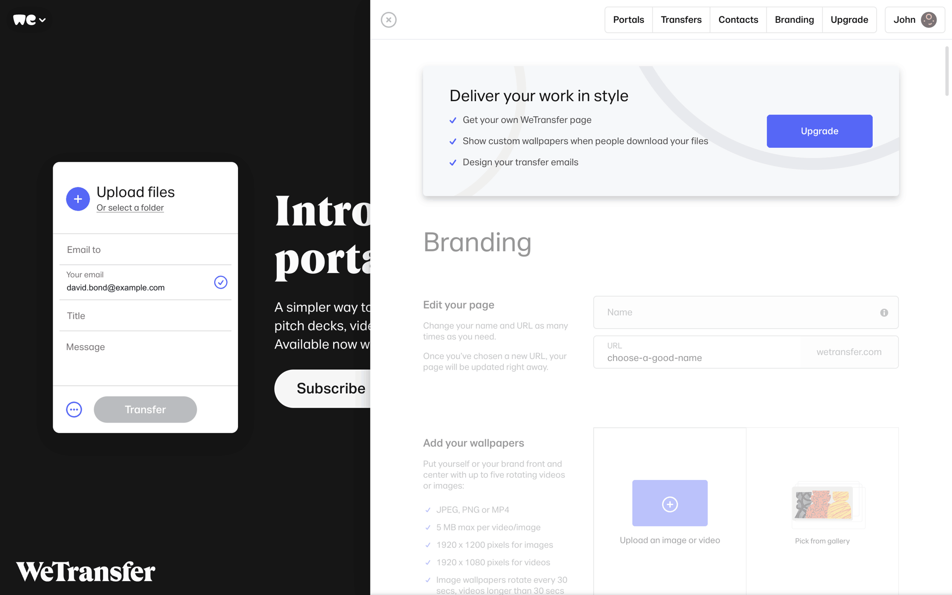 WeTransfer Web Productivity interface screenshot 17