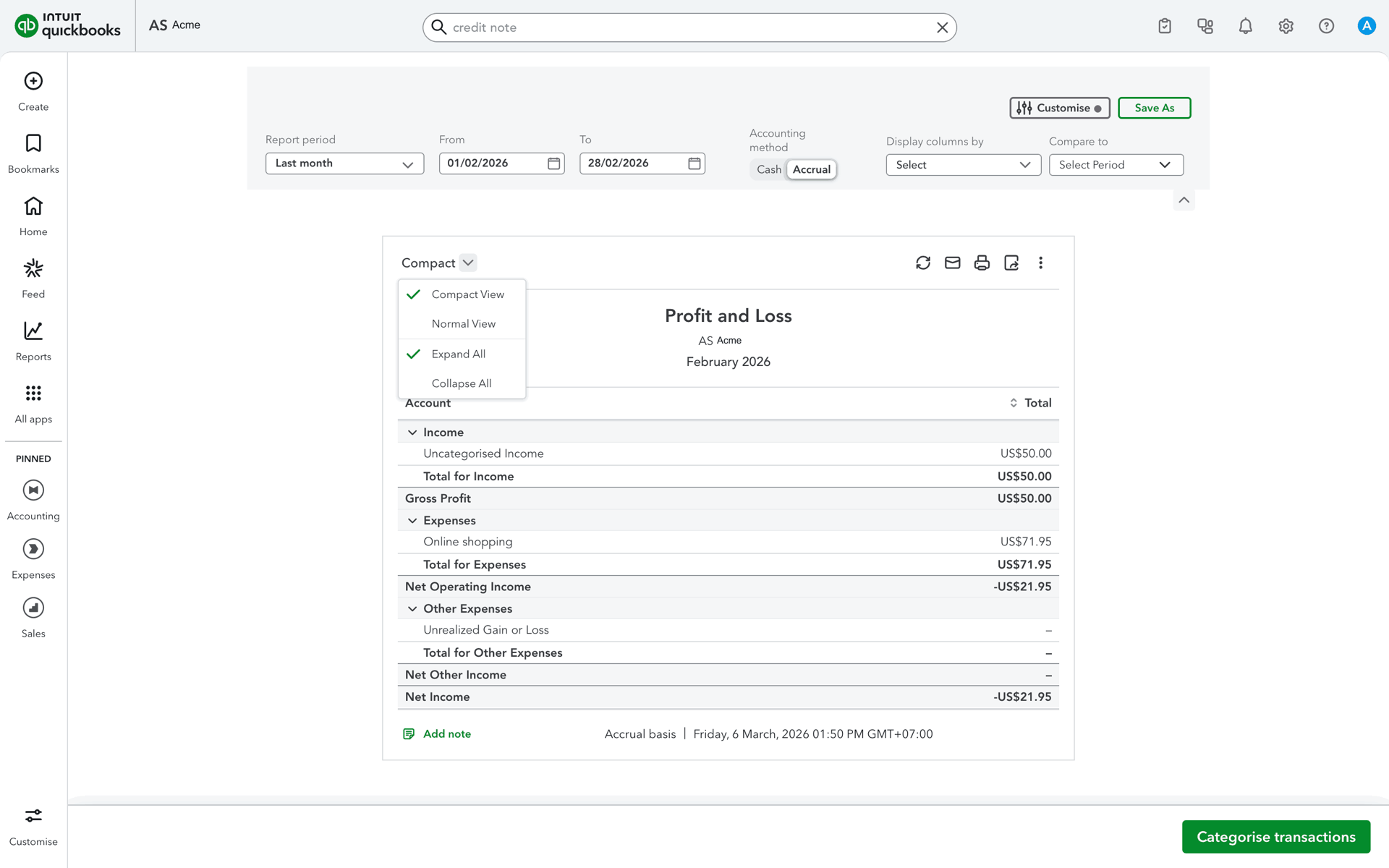 QuickBooks Web accounting interface screenshot 5