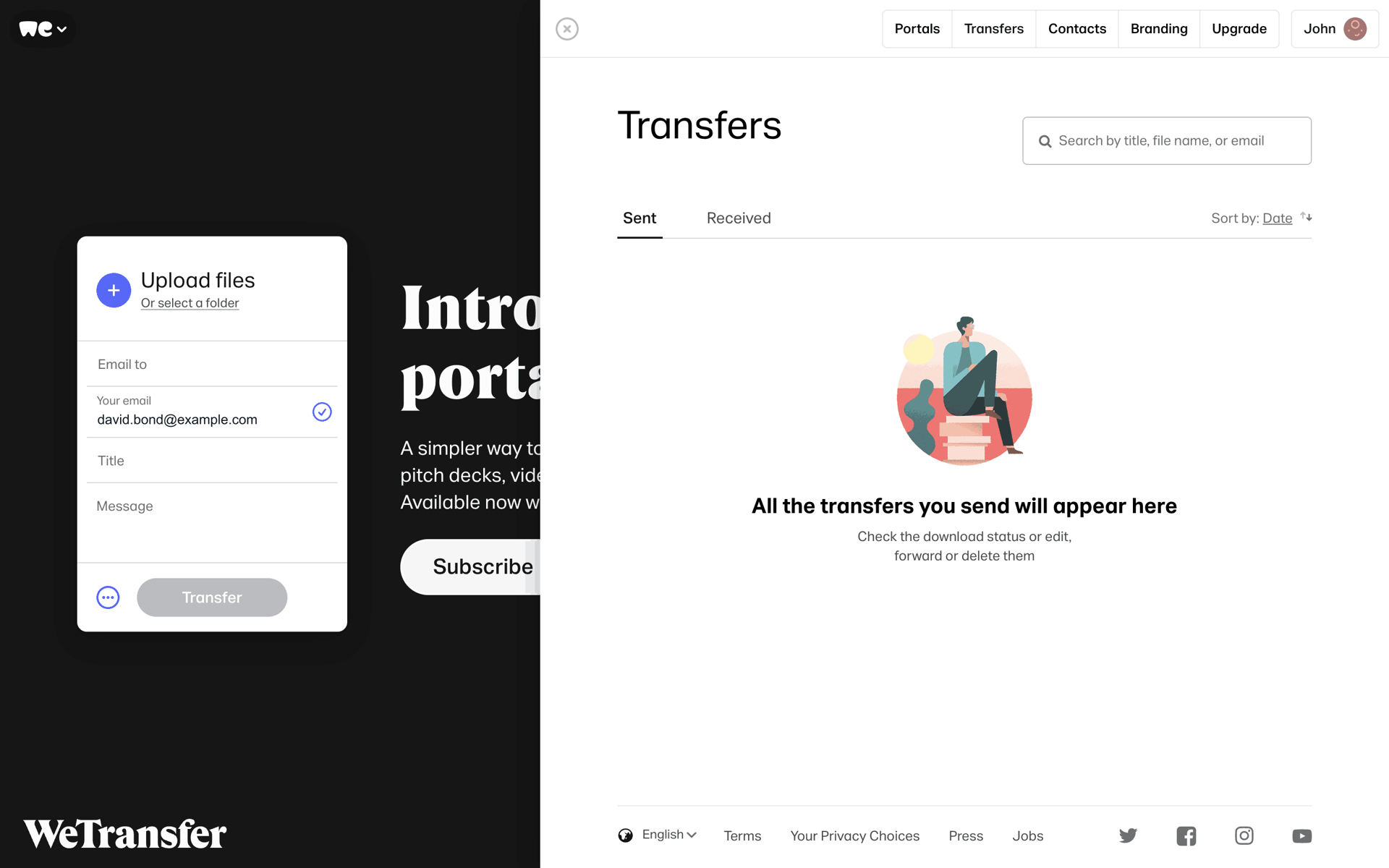 WeTransfer Web Productivity interface screenshot 6