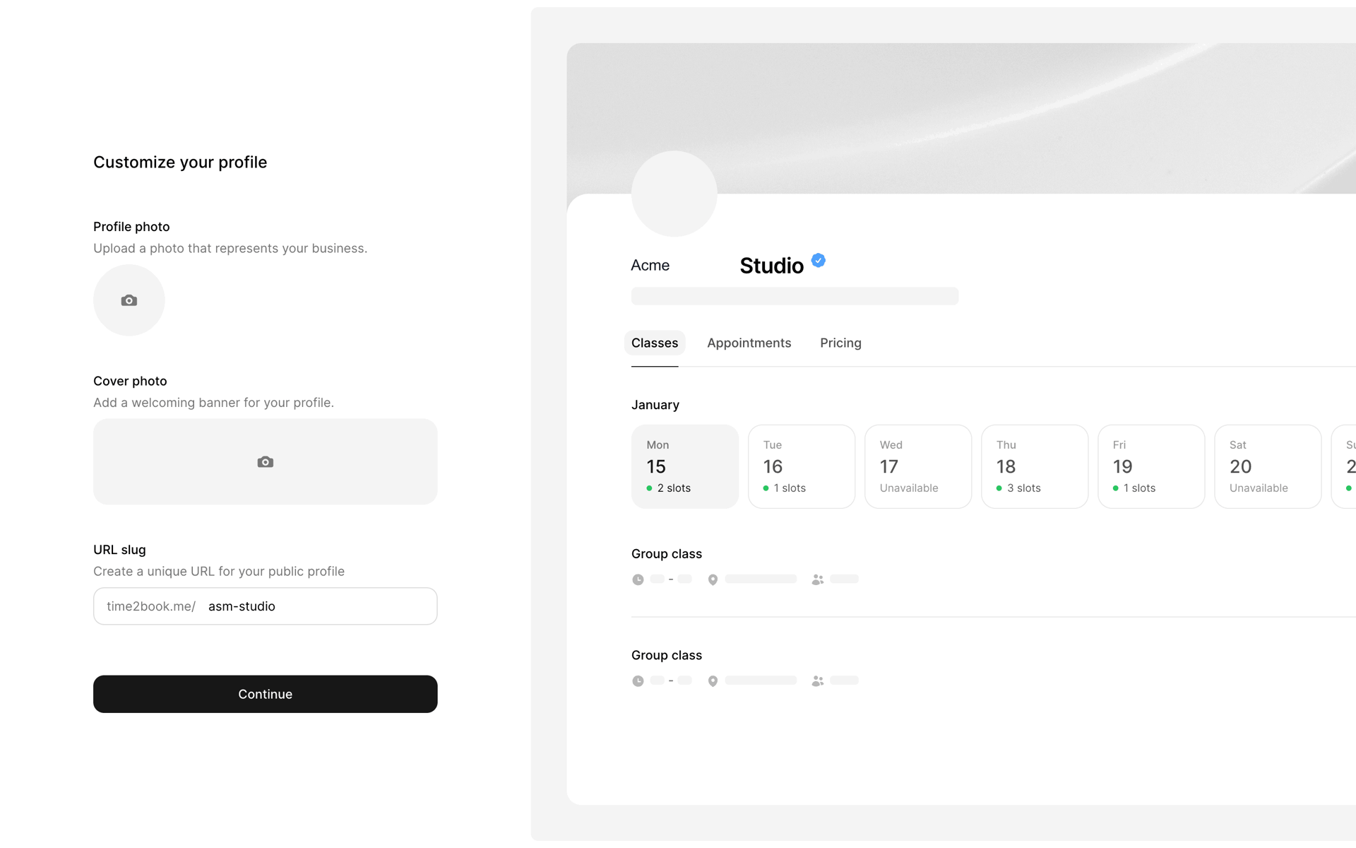 Time2book Web Health & Fitness interface screenshot 9