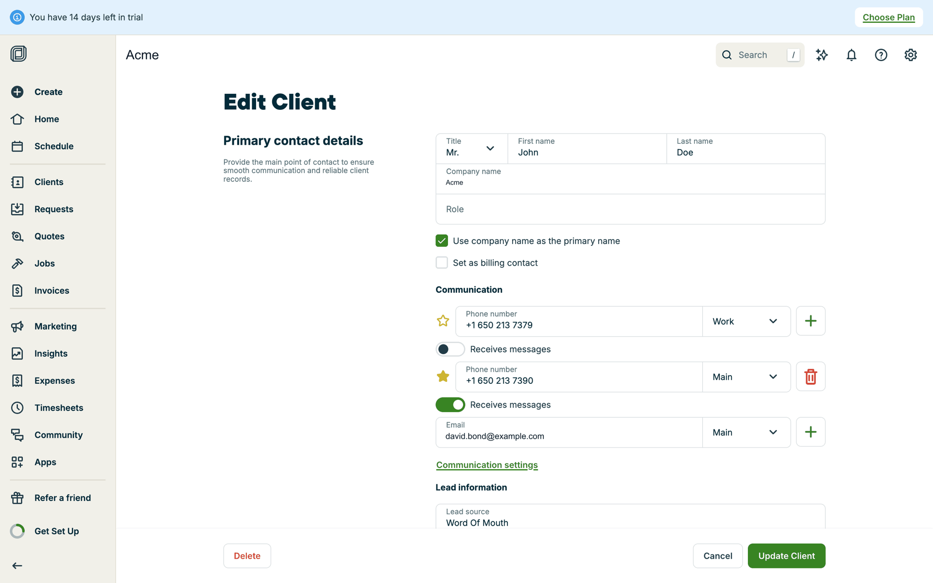 Jobber Web Business interface screenshot 7