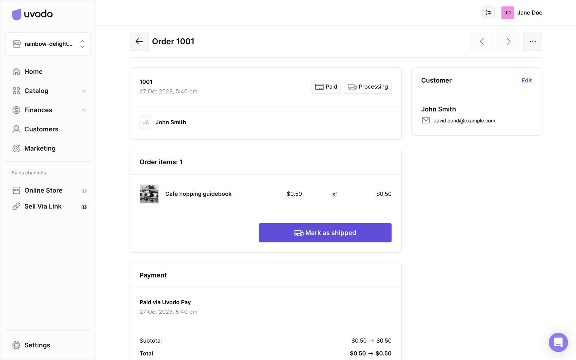 Uvodo Web Business interface screenshot 9