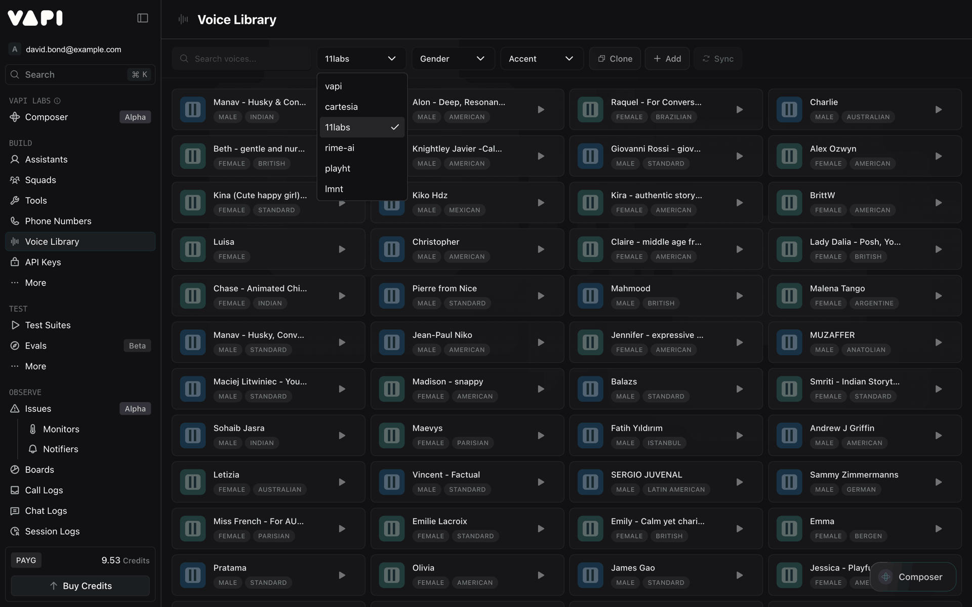 Vapi Web AI interface screenshot 3
