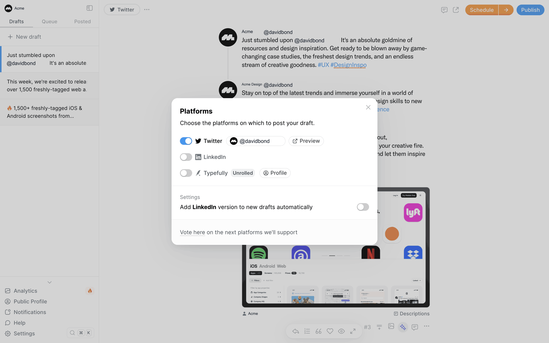 Typefully Web Social Networking interface screenshot 13