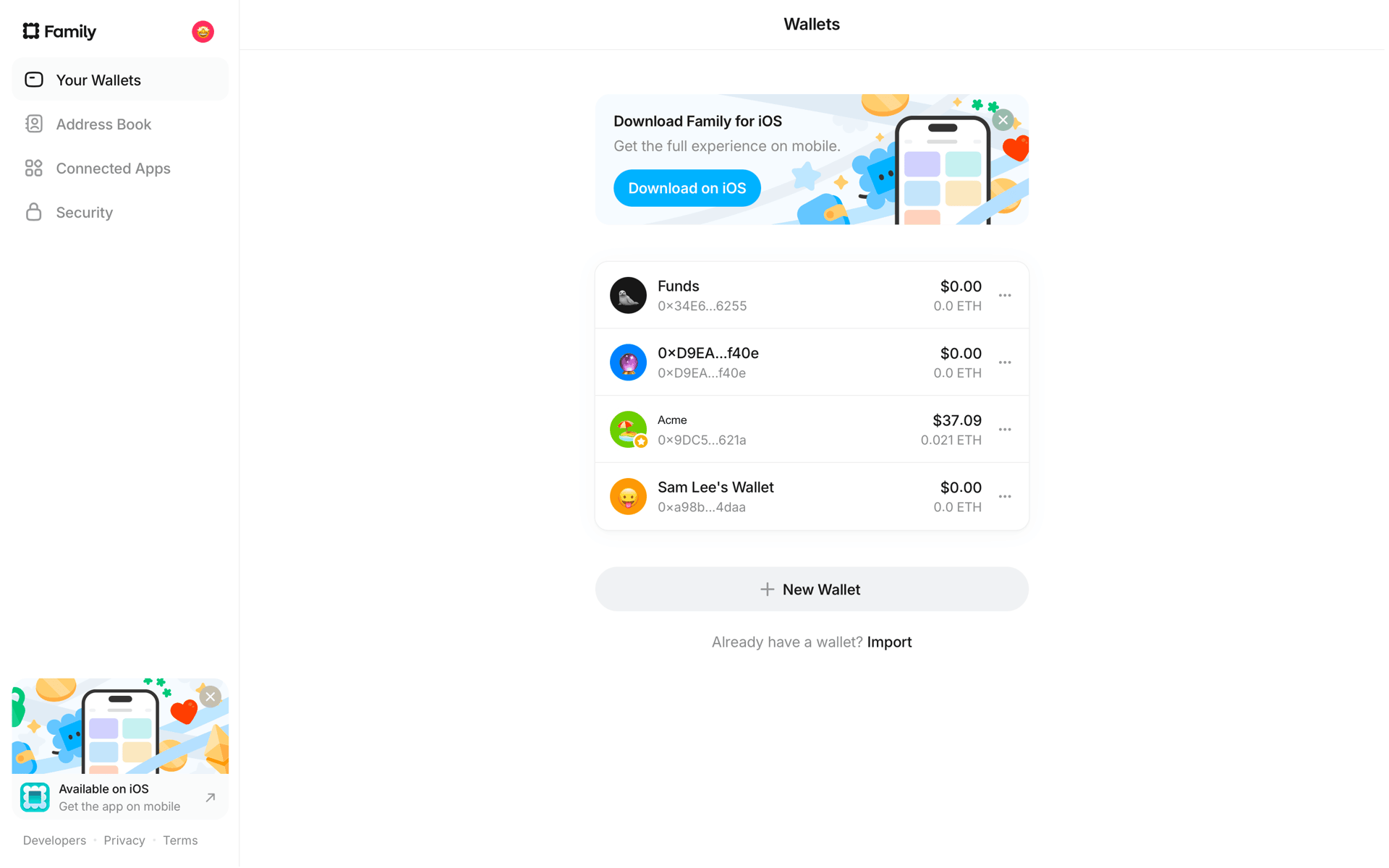 Family Web Crypto & Web3 interface screenshot 19