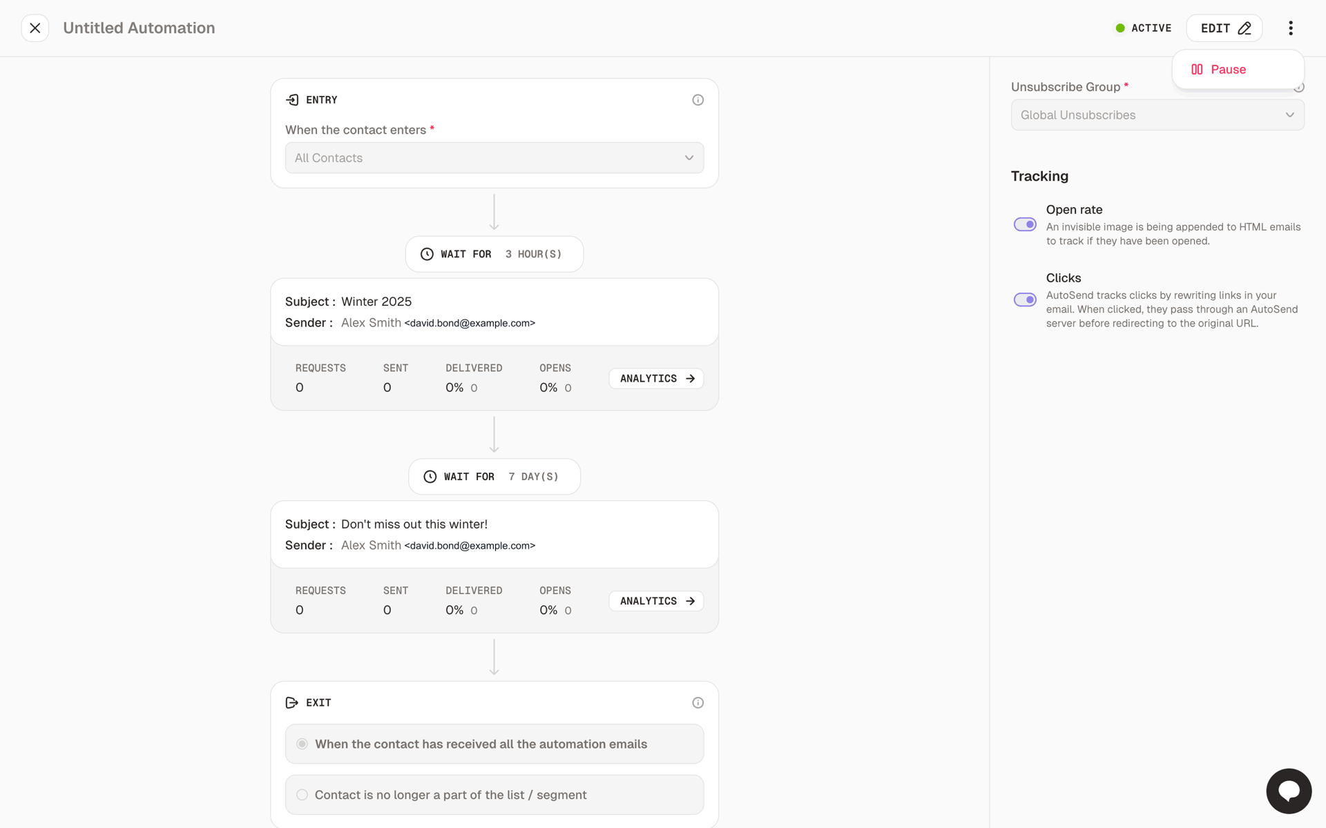 AutoSend Web automated messaging interface screenshot 9