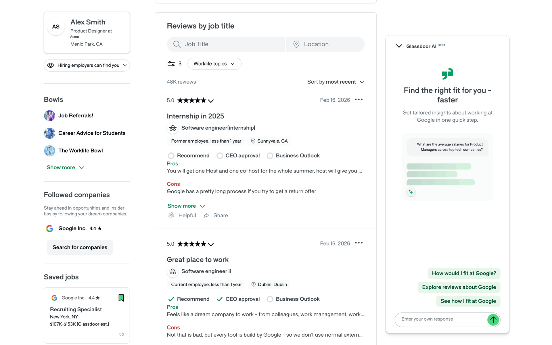 Glassdoor Web Business interface screenshot 14