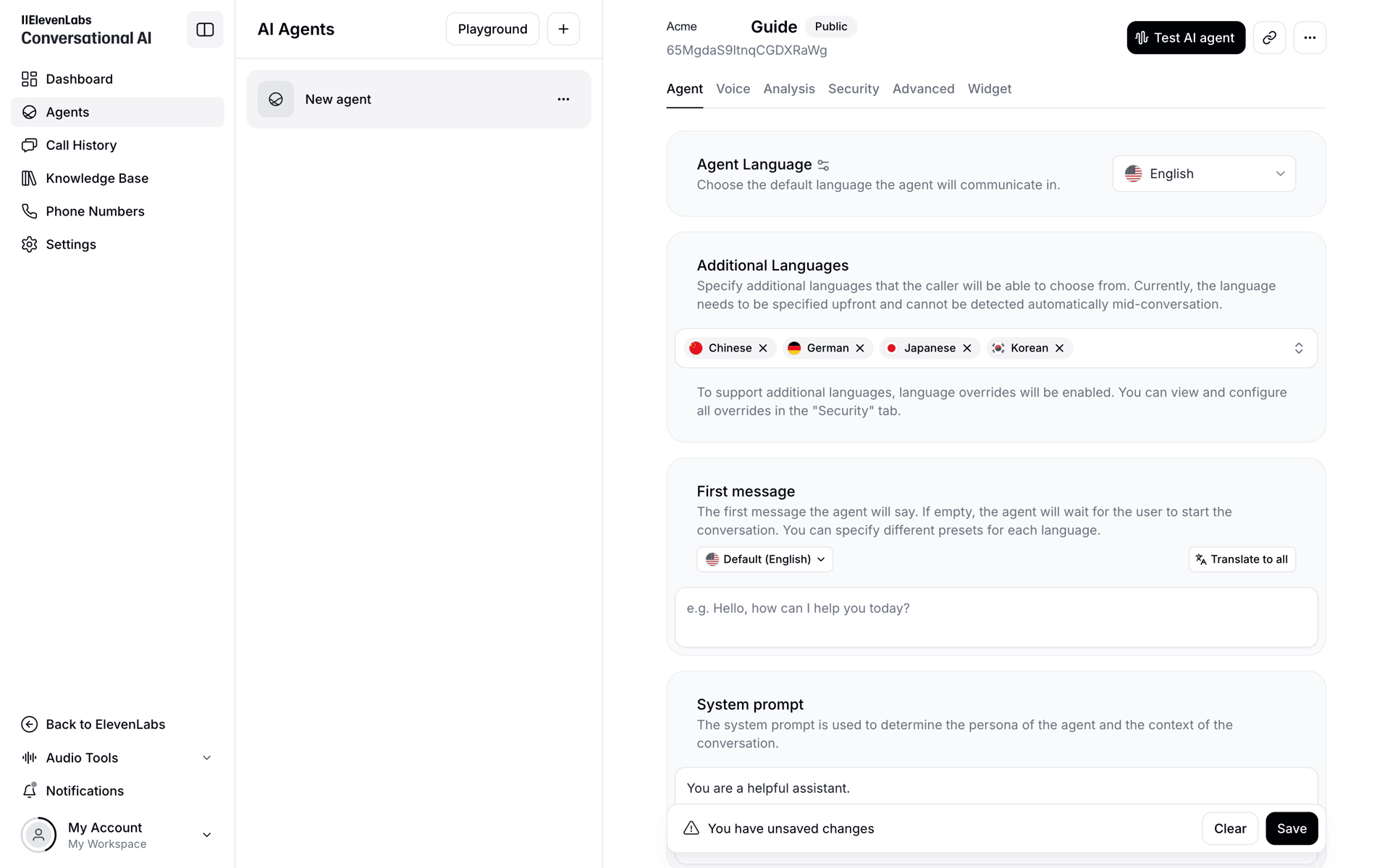 ElevenLabs Web AI interface screenshot 2
