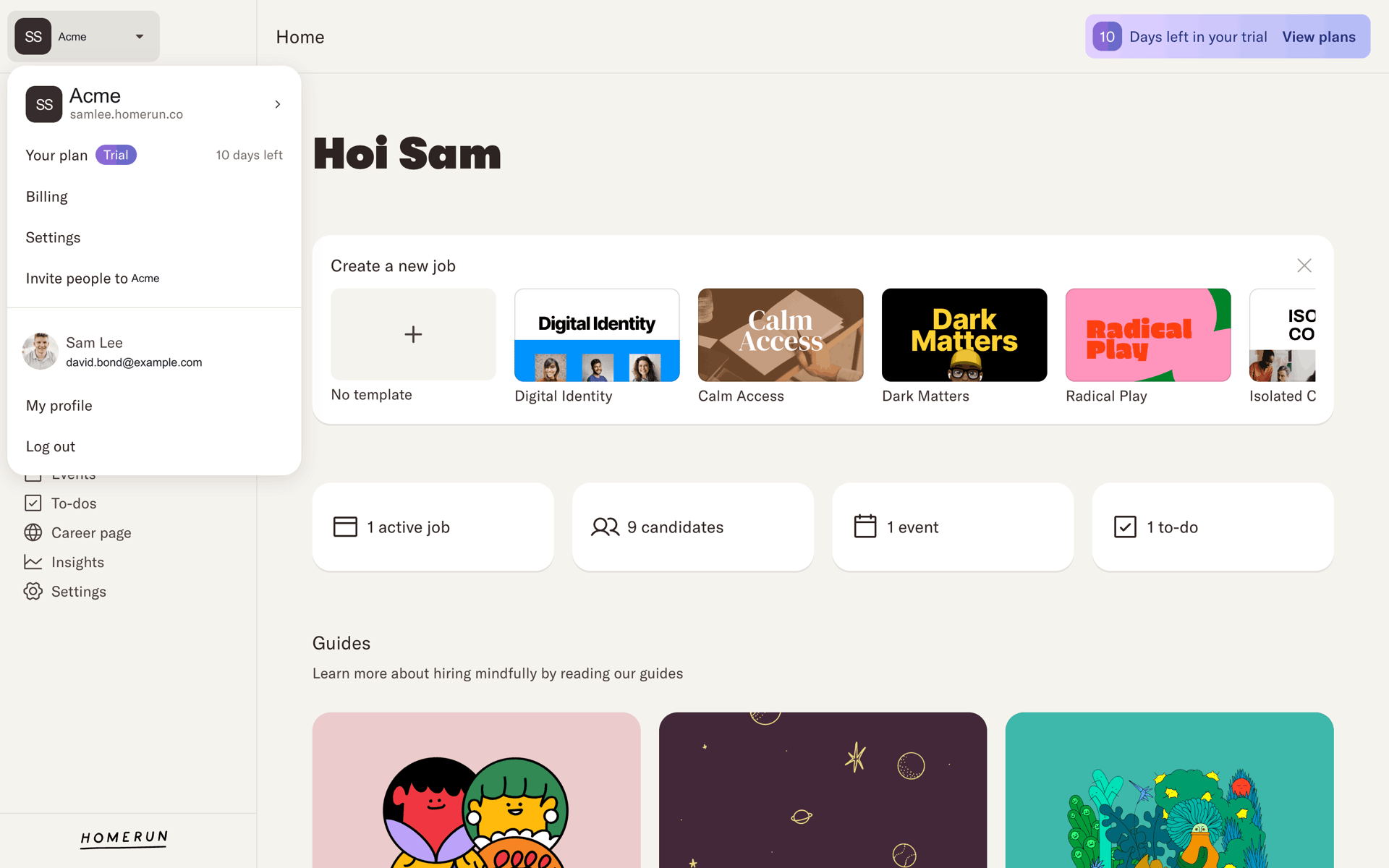Homerun Web Business interface screenshot 4