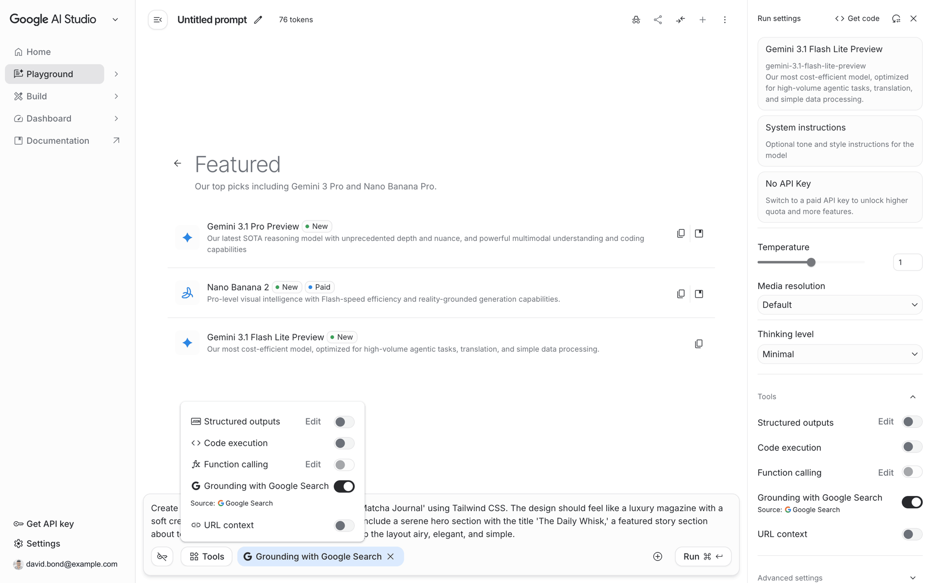 Google AI Studio Web machine learning interface screenshot 21
