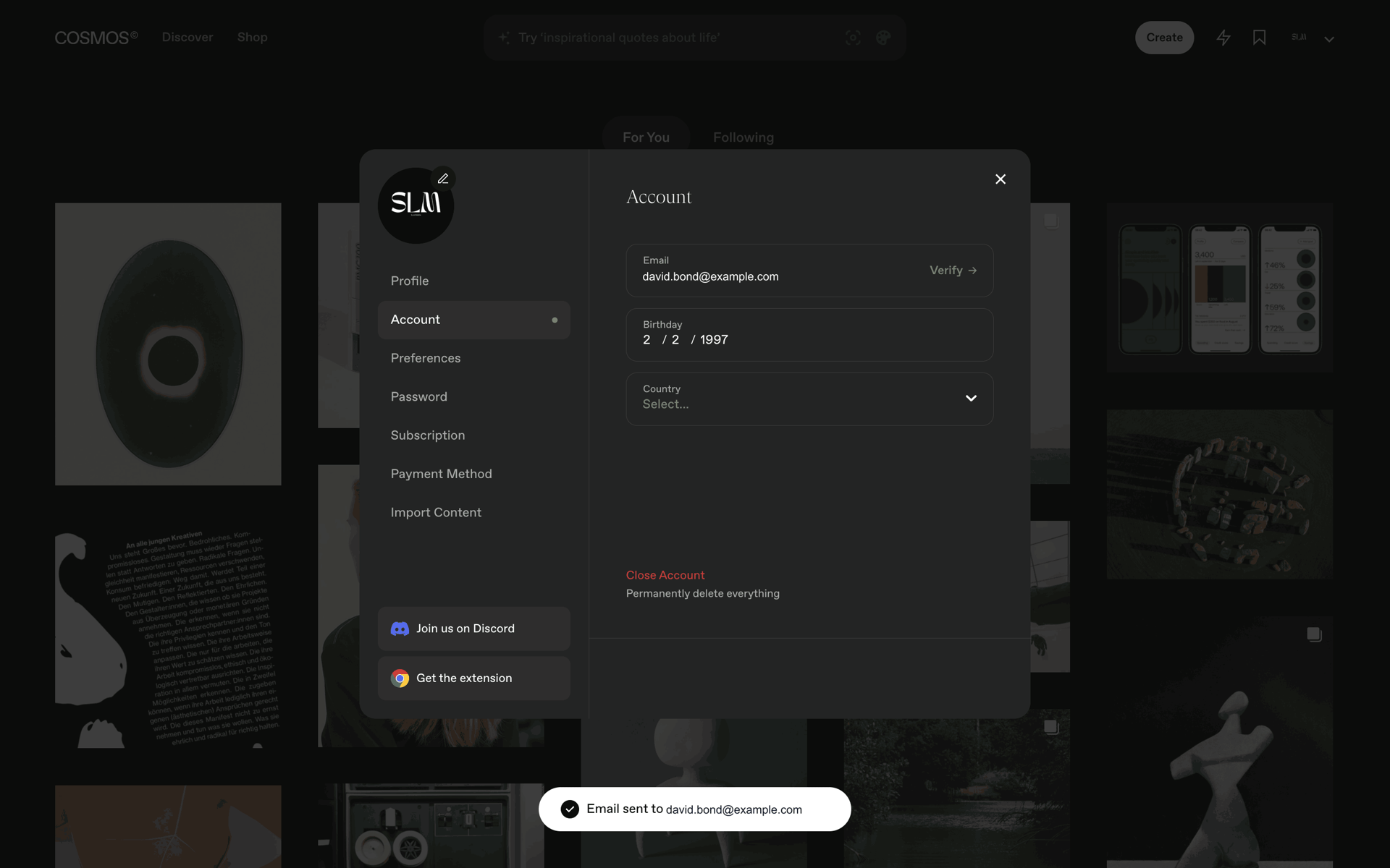 Cosmos Web Photo & Video interface screenshot 15