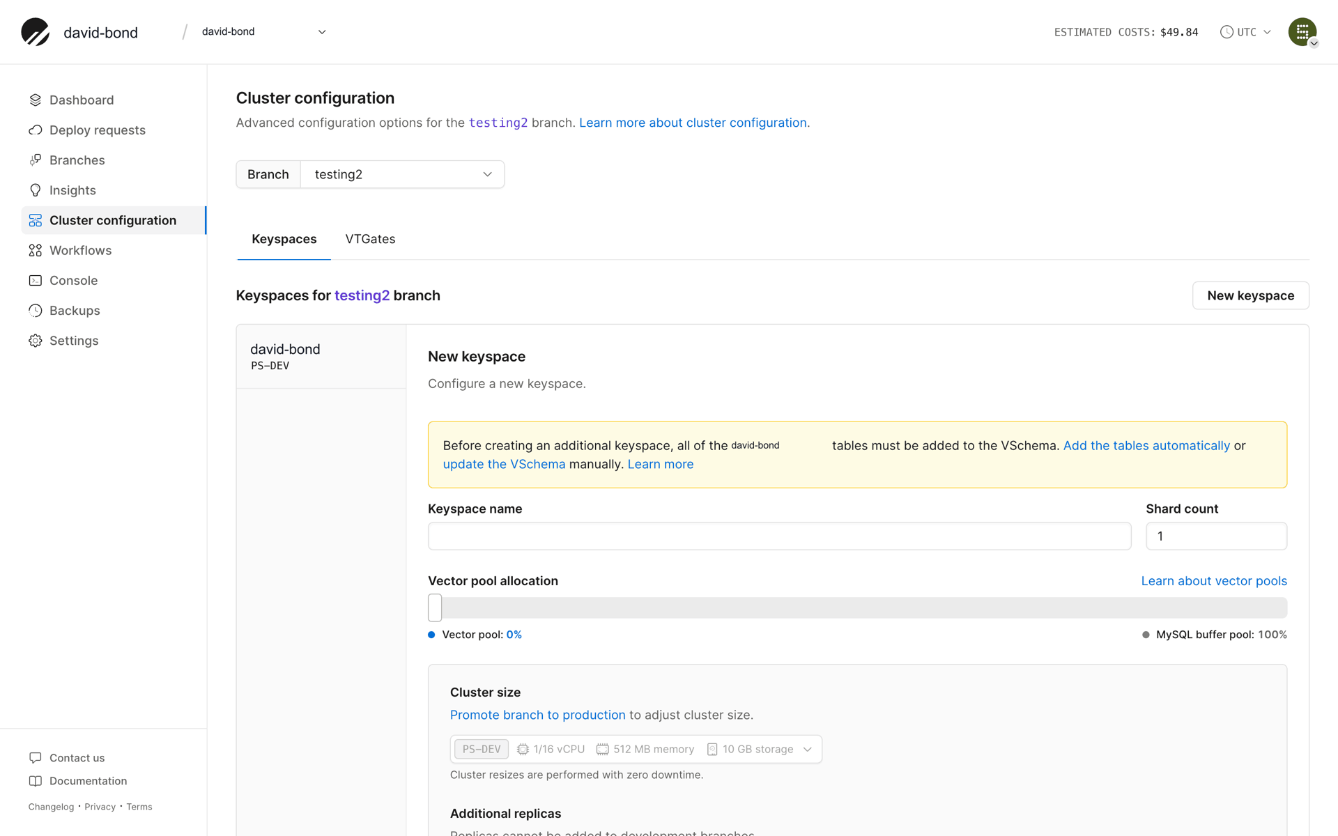 PlanetScale Web Developer Tools interface screenshot 13