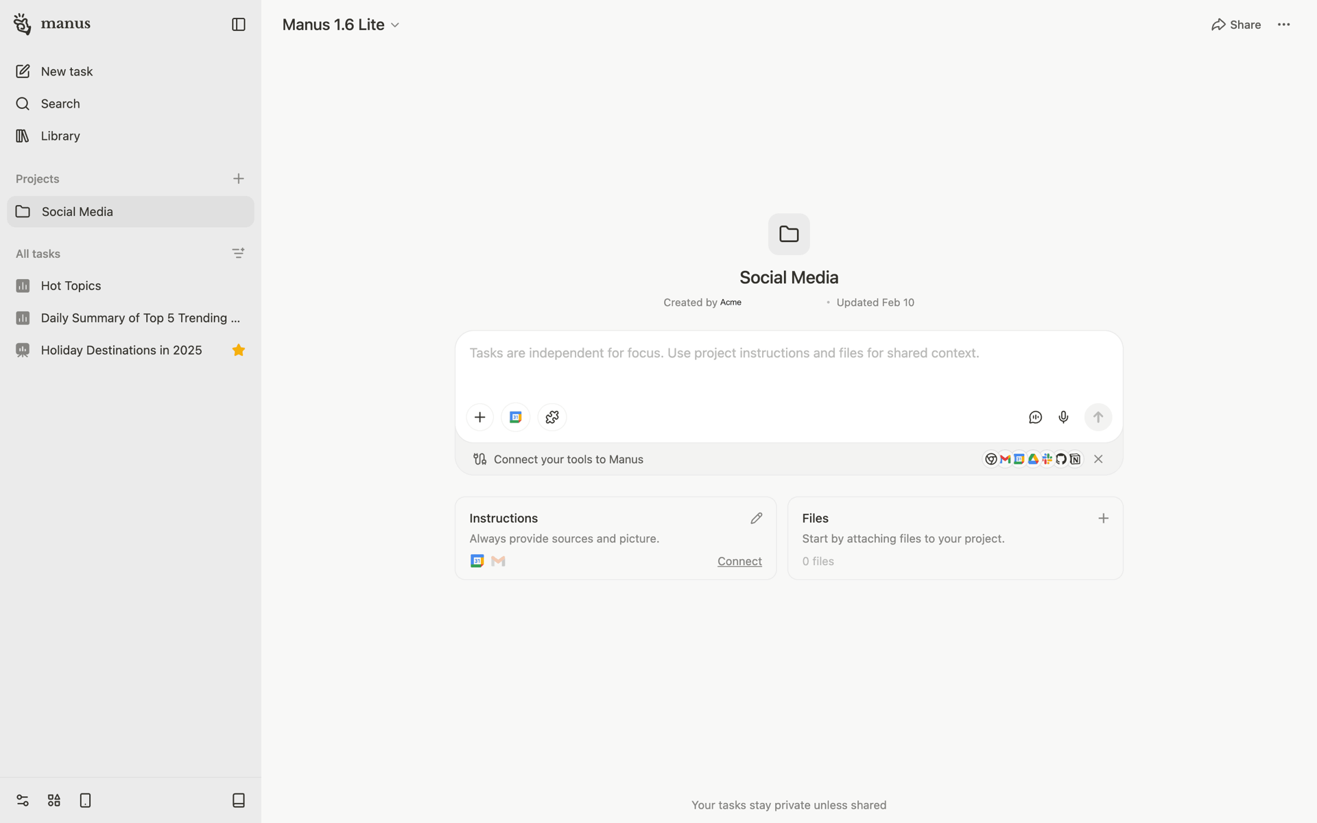Manus Web AI interface screenshot 24