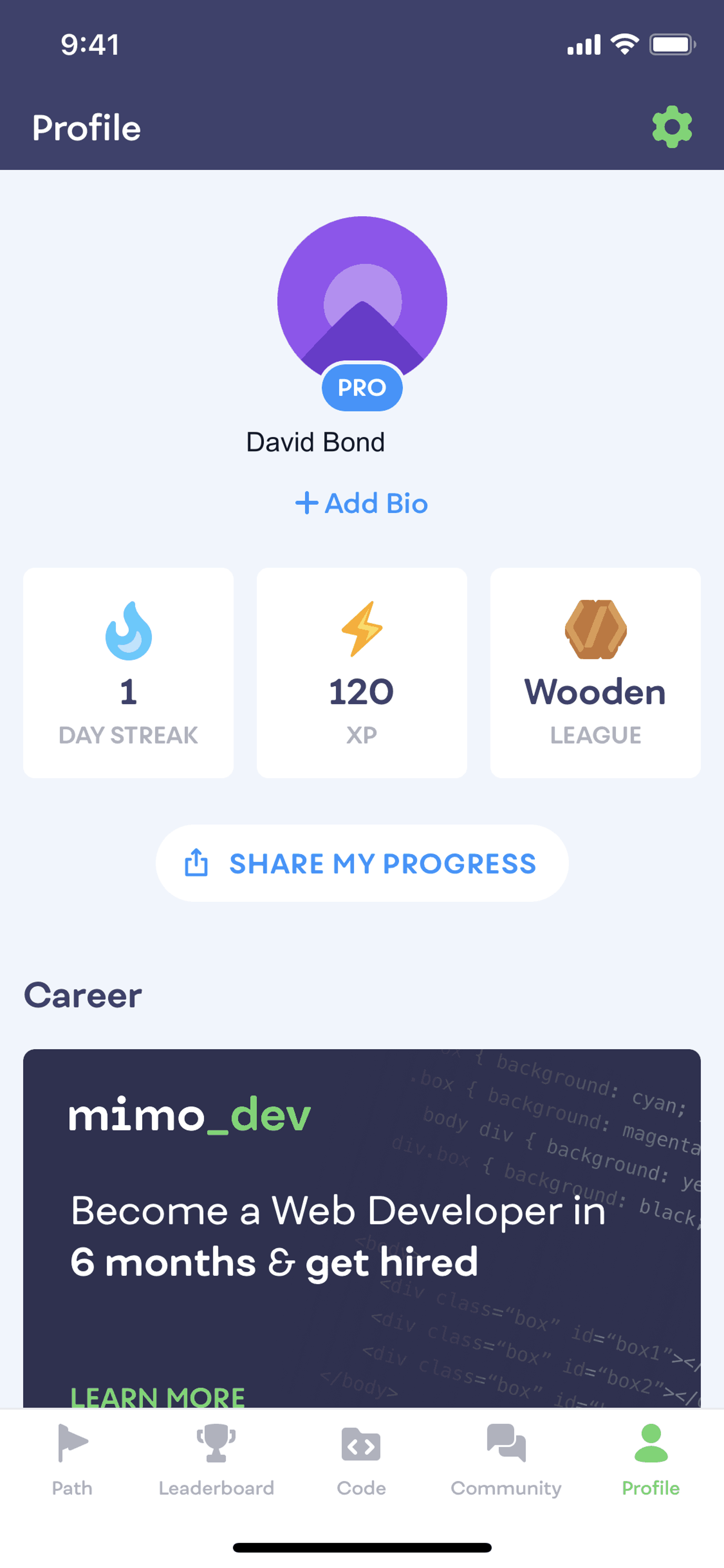 Mimo iOS Education interface screenshot 2
