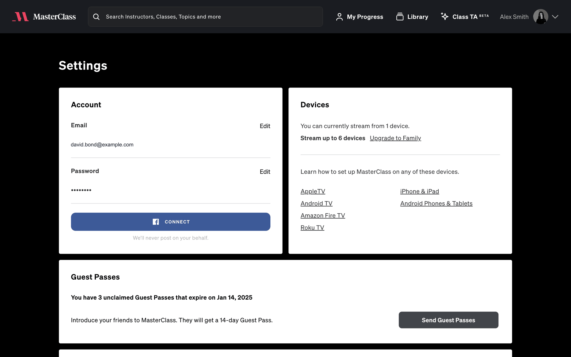 MasterClass Web Business interface screenshot 9