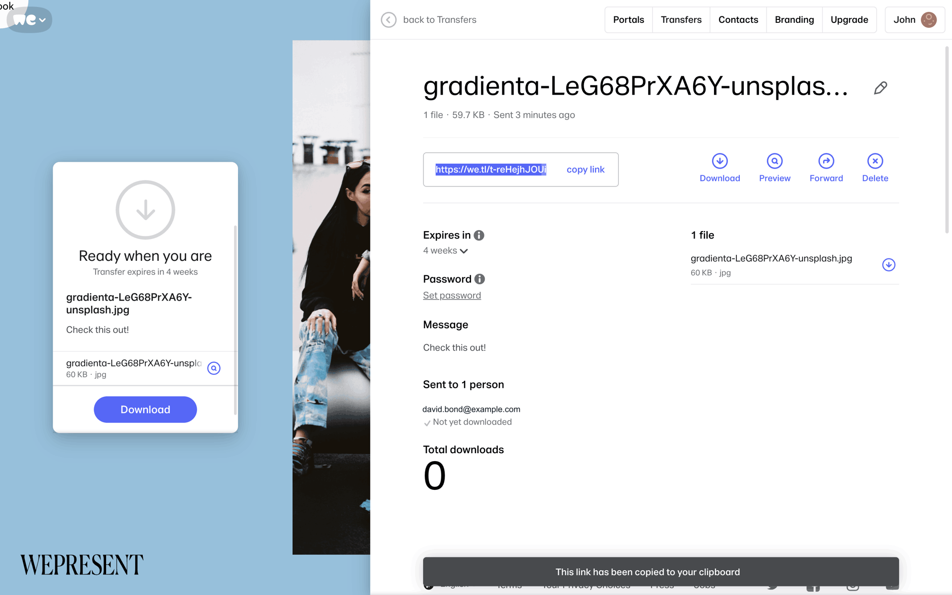WeTransfer Web Productivity interface screenshot 9
