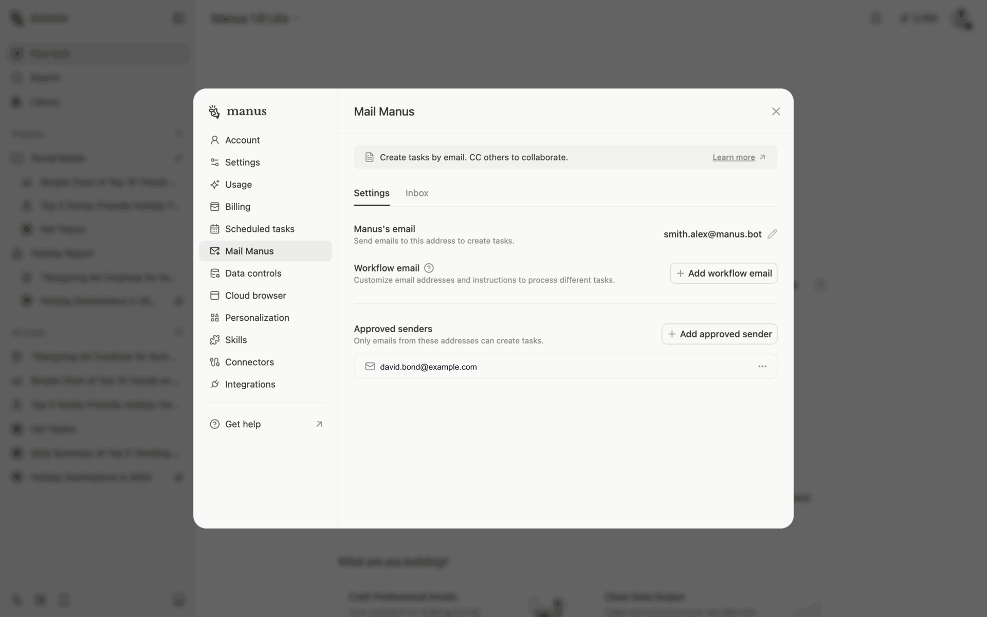 Manus Web AI interface screenshot 2