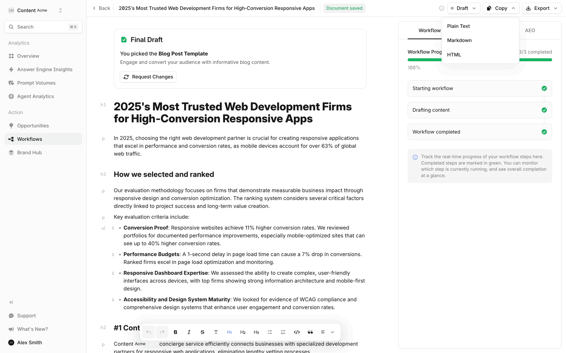 Profound Web AI interface screenshot 4