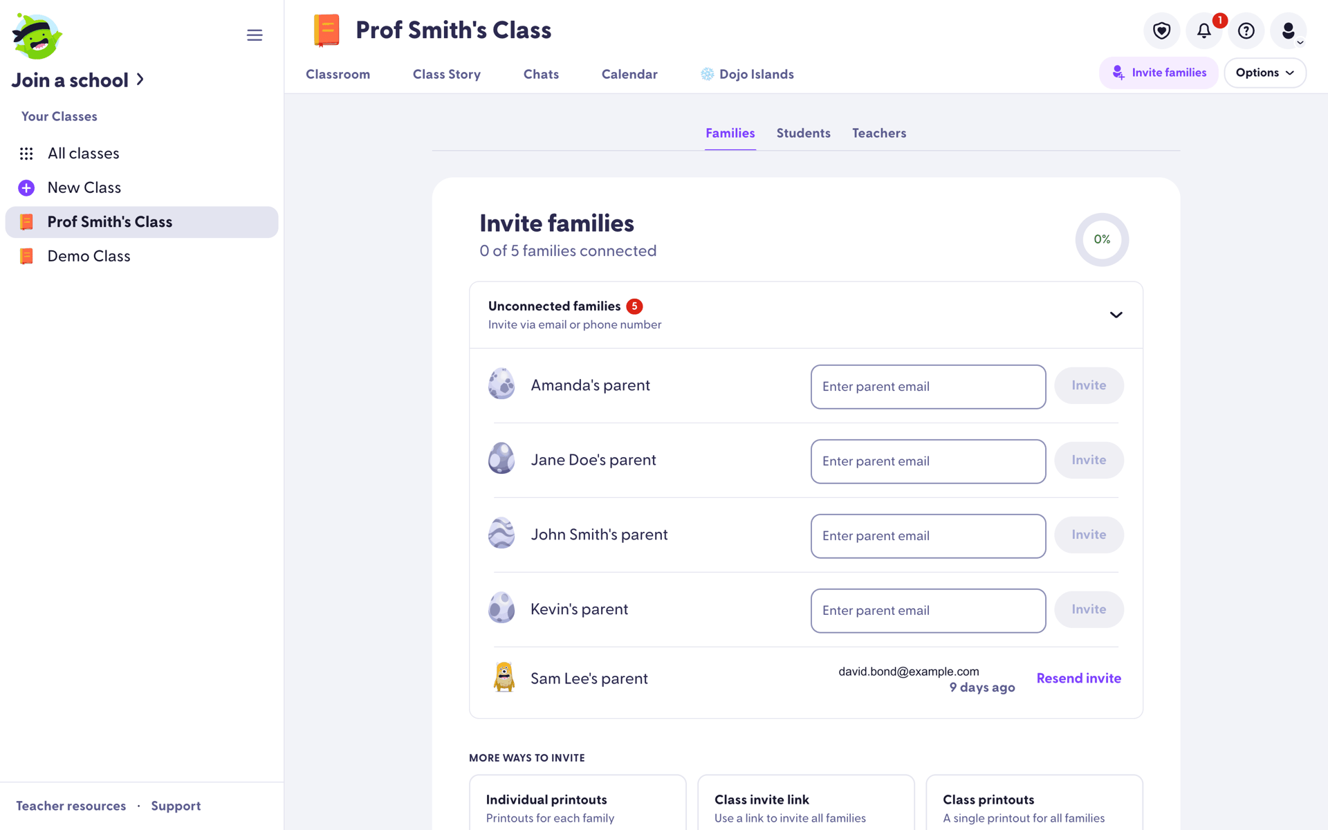 ClassDojo Web Education interface screenshot 17