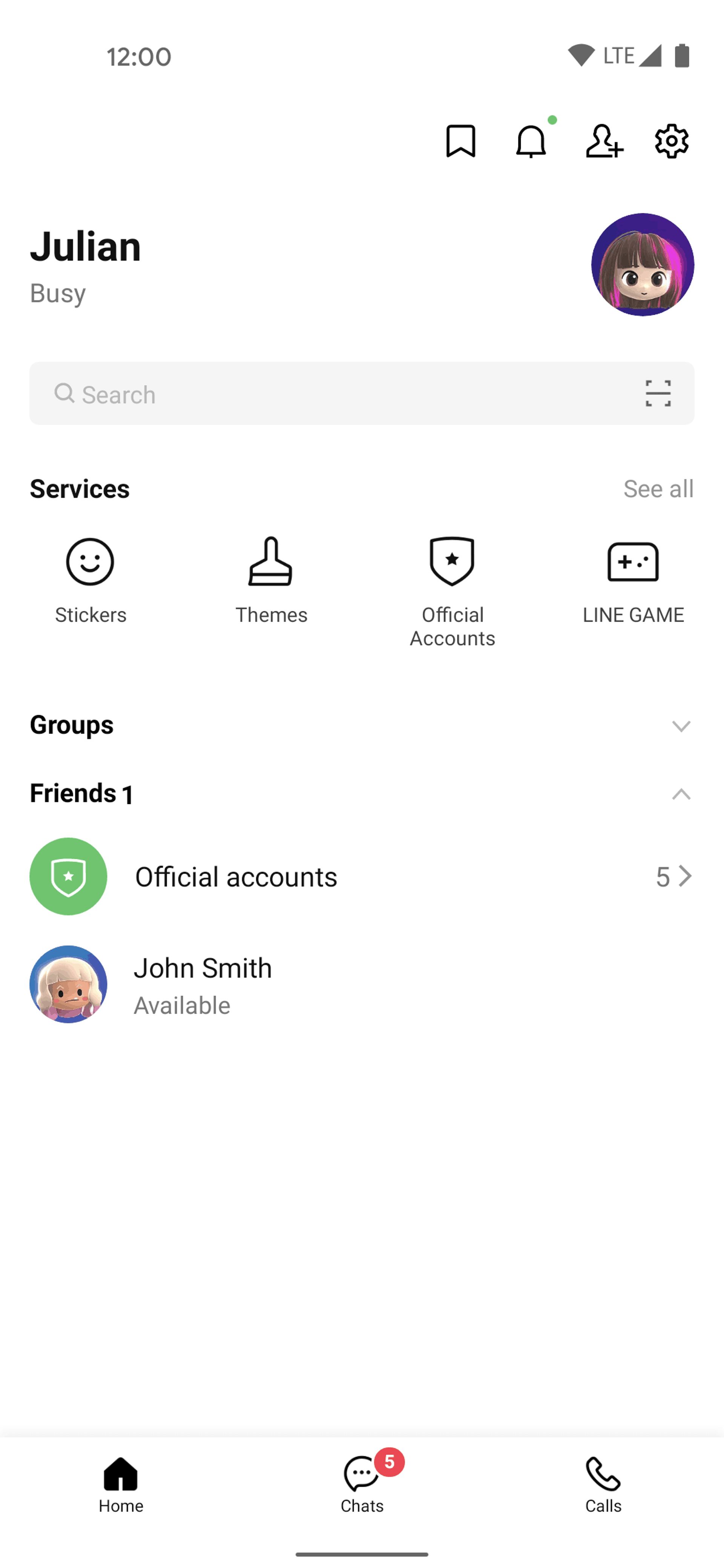 LINE Android Social Networking interface screenshot 4