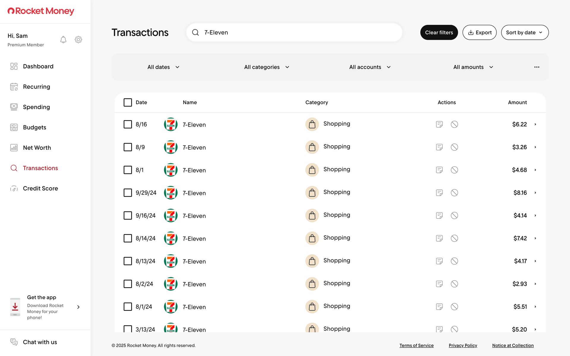 Rocket Money Web Finance interface screenshot 14