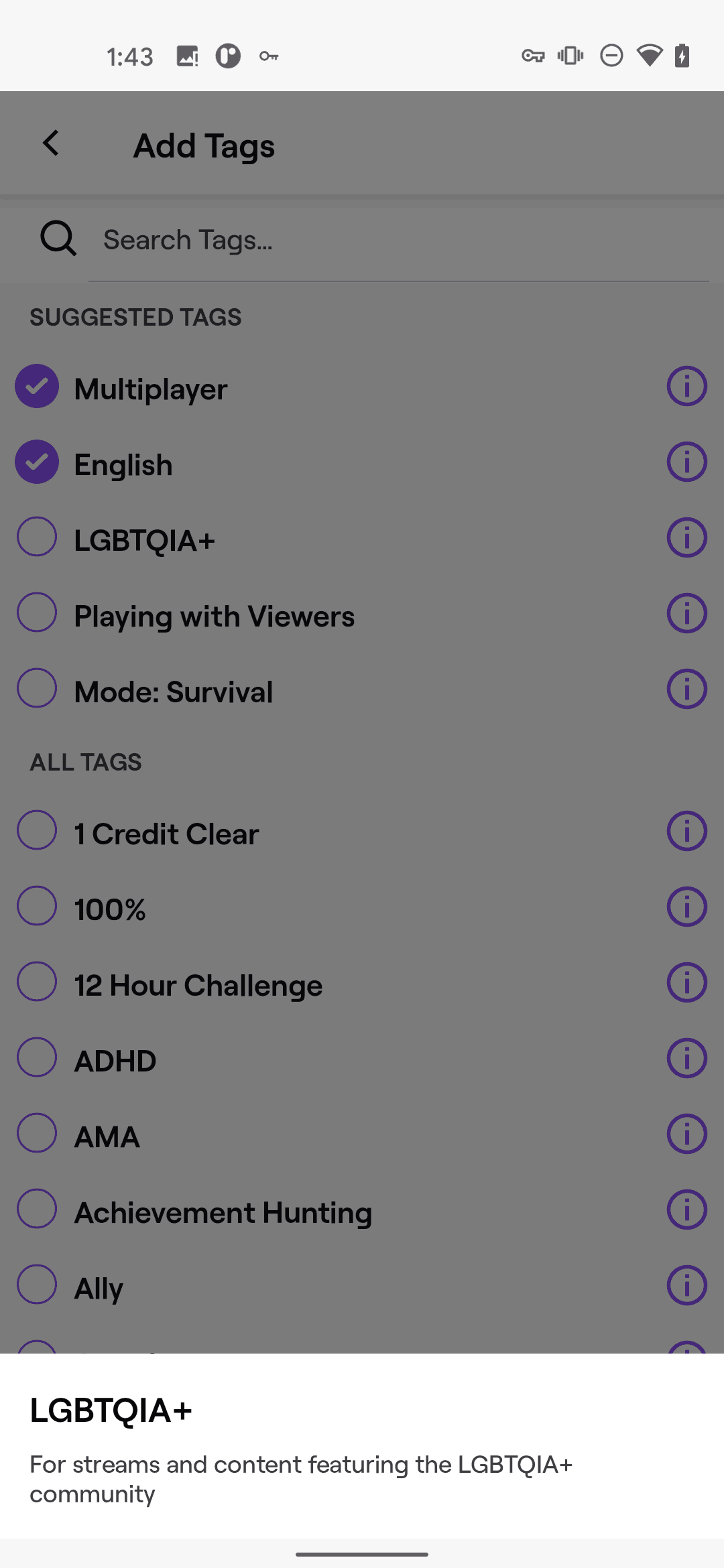 Twitch Android Photo & Video interface screenshot 20