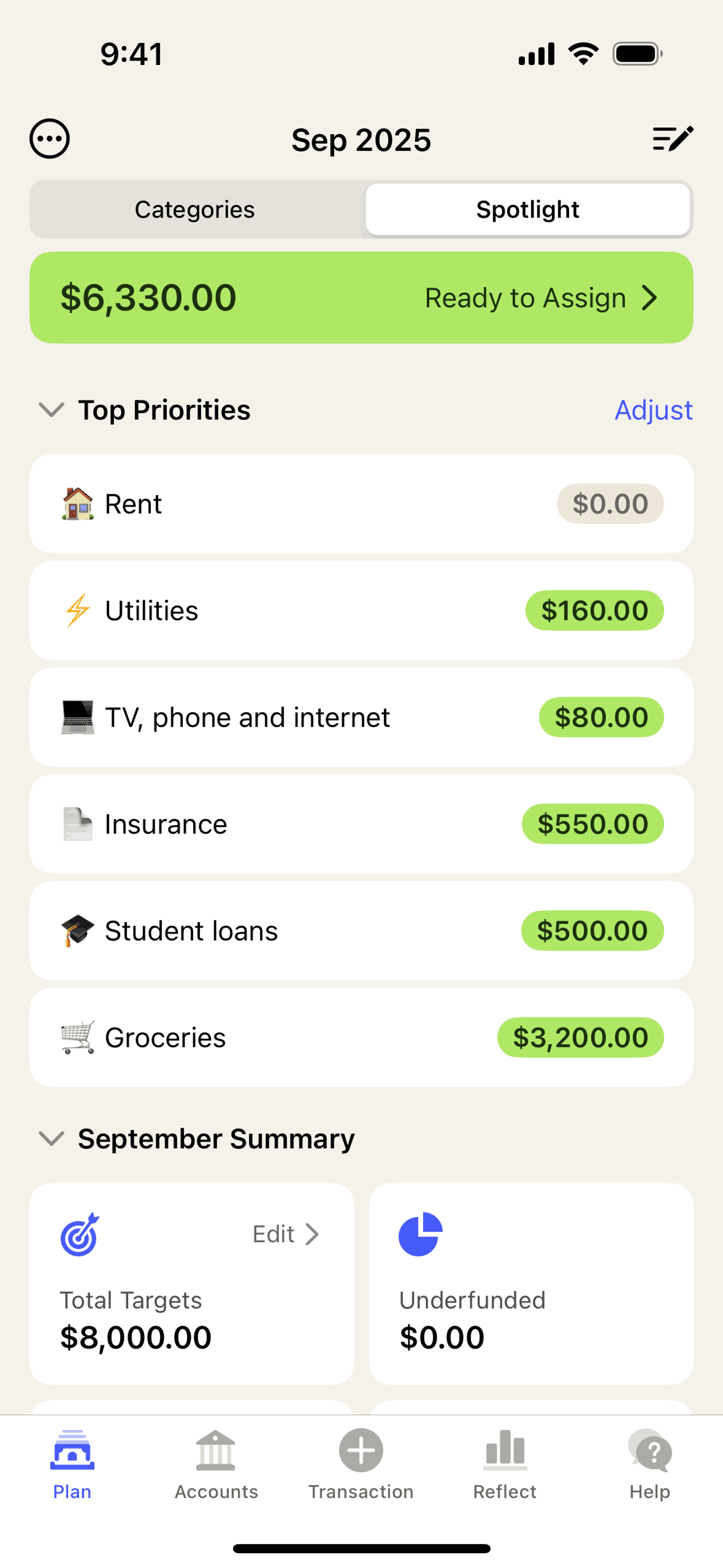 YNAB iOS Finance interface screenshot 6